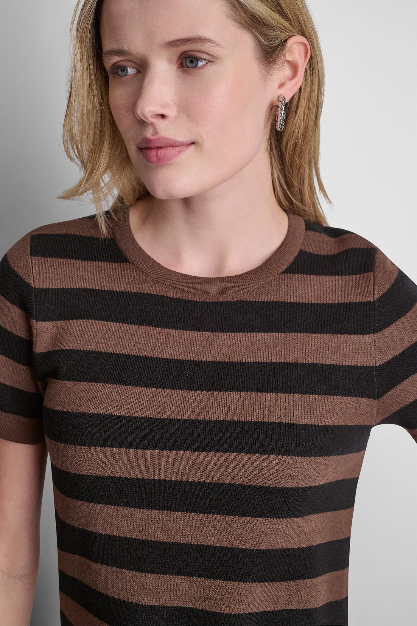 SHORT SLEEVE STRIPE SWEATER VIEW 7 | DKNY JEANS