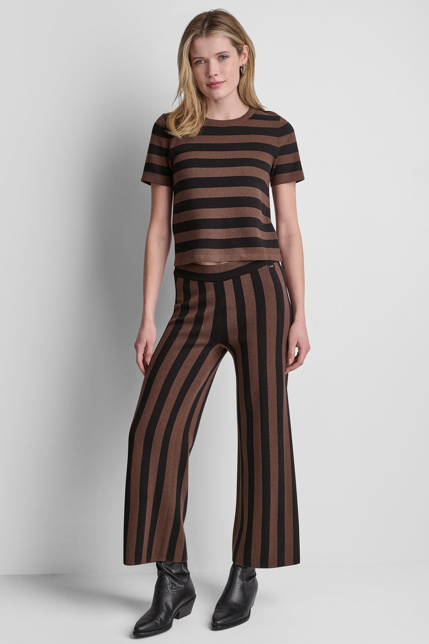 HIGH-RISE STRIPED PULL-ON FLARE PANT VIEW 6 | DKNY JEANS