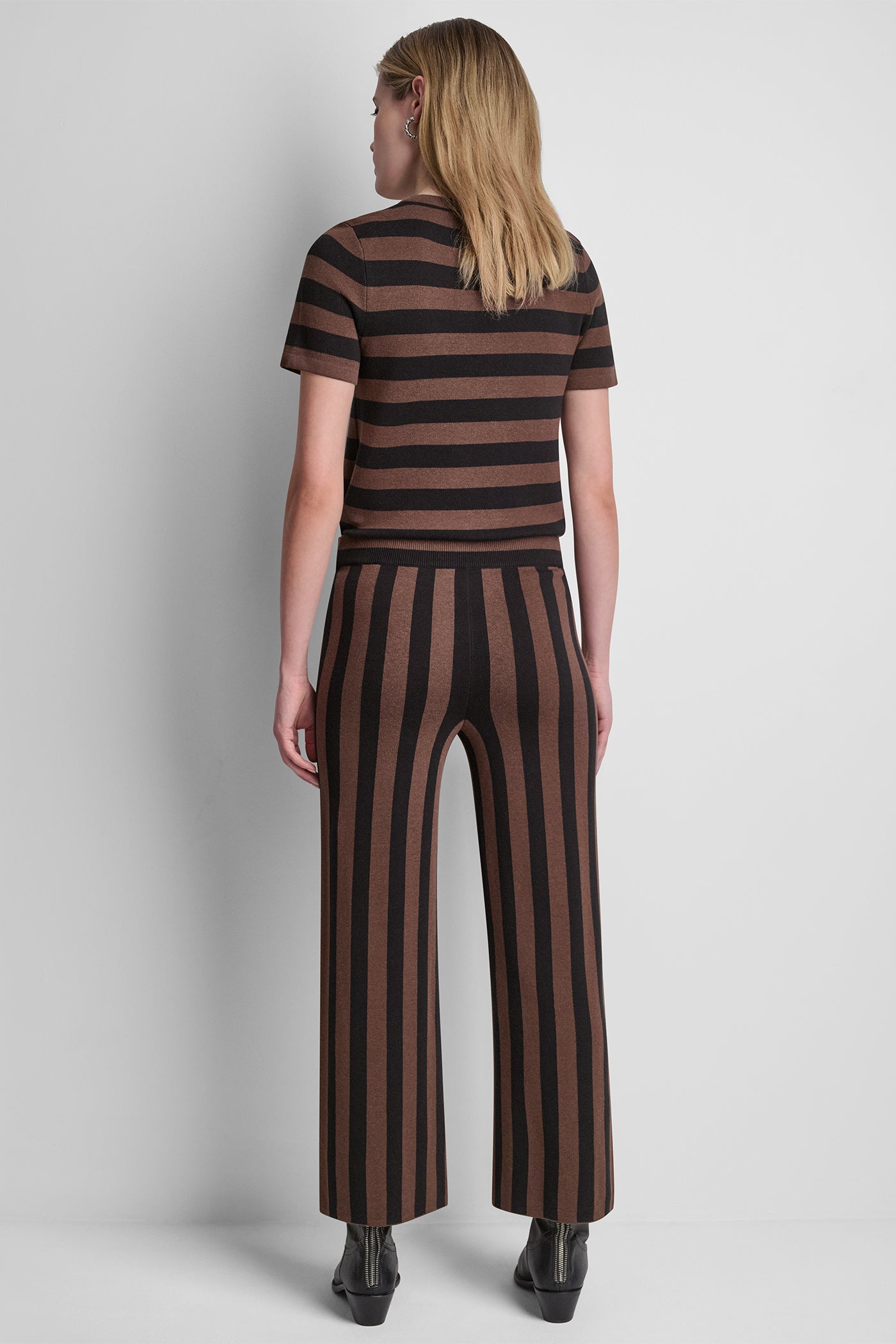 HIGH-RISE STRIPED PULL-ON FLARE PANT VIEW 5 | DKNY JEANS