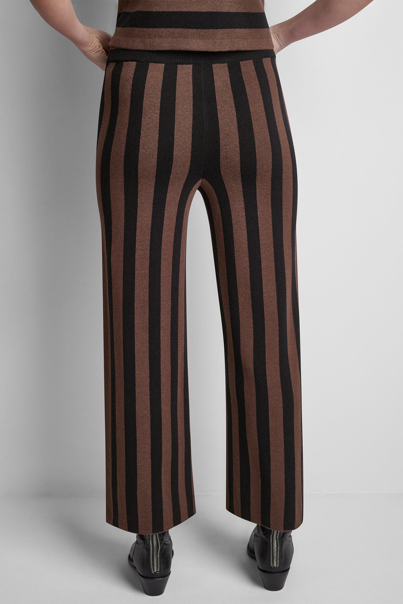 HIGH-RISE STRIPED PULL-ON FLARE PANT VIEW 3 | DKNY JEANS