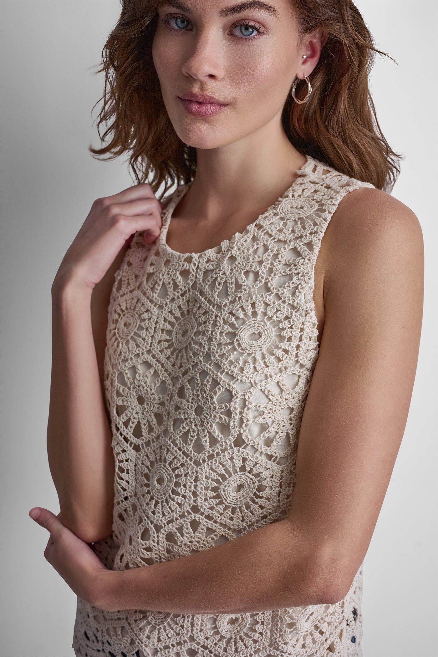 Natural CROCHET KNIT TANK, VIEW 2 | MATCHING SETS
