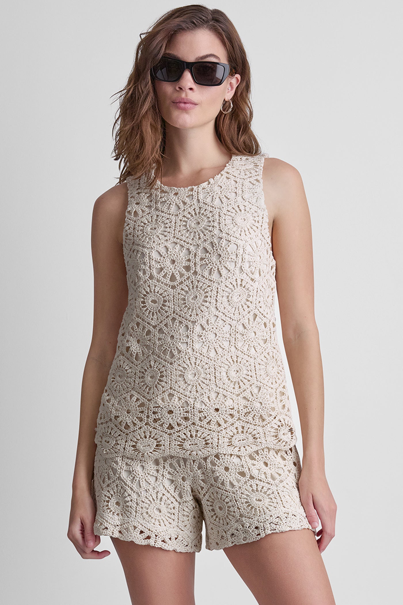 Natural CROCHET KNIT TANK, VIEW 1 | MATCHING SETS