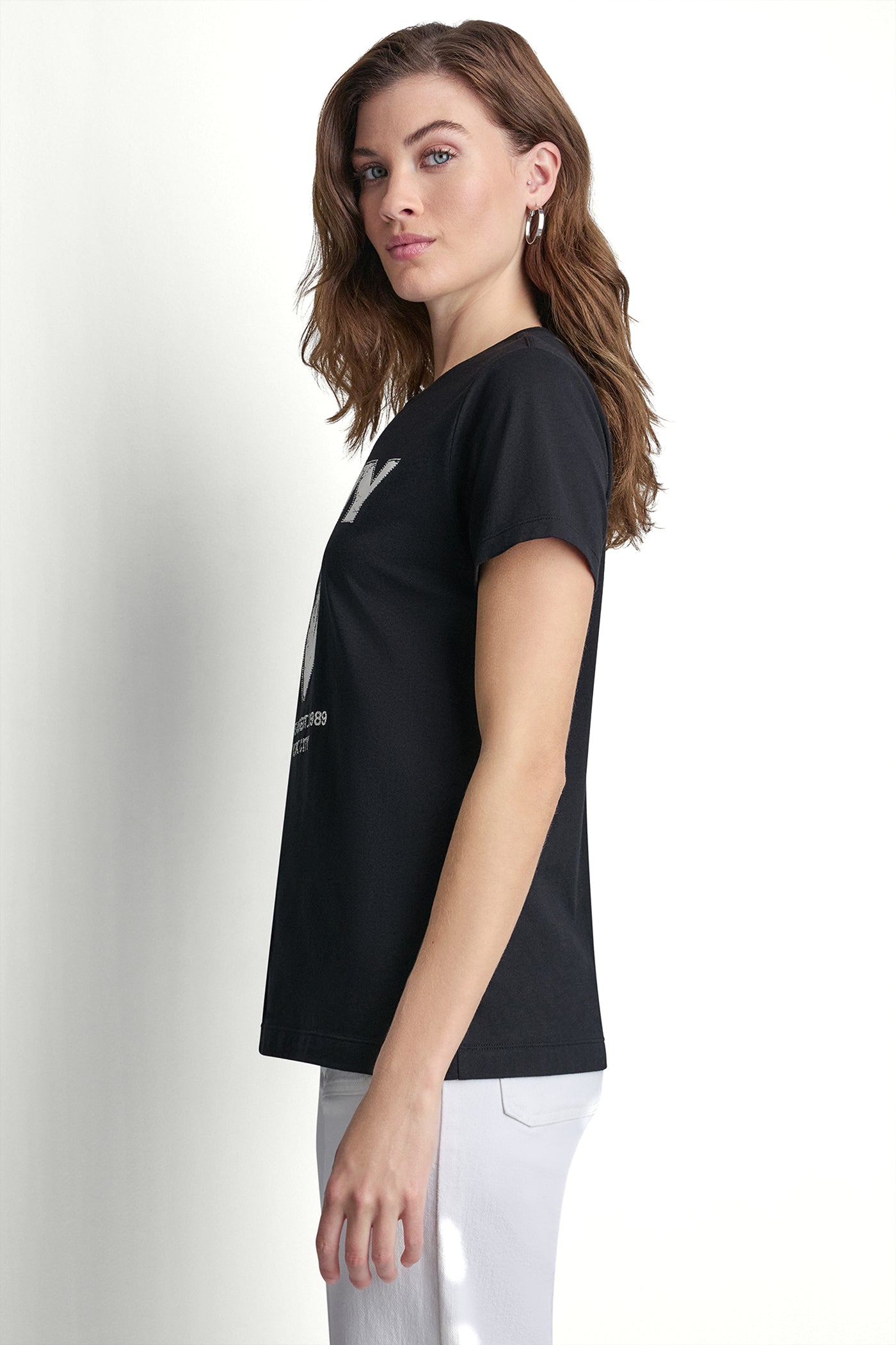 Dkny Big Apple Rhinestone Logo Tee | DKNY