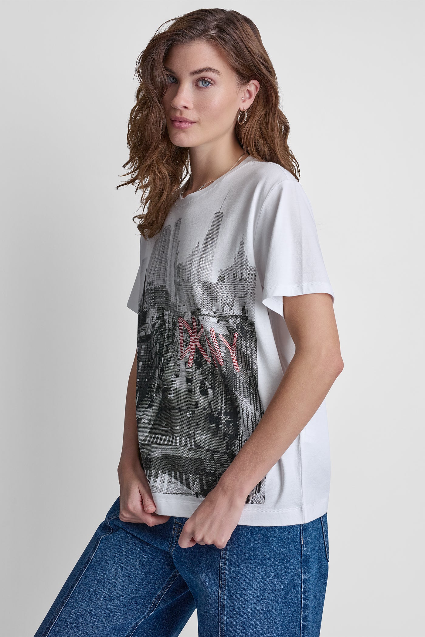 DKNY RHINESTONE NY STREETS LOGO TEE VIEW 4 | New Arrivals