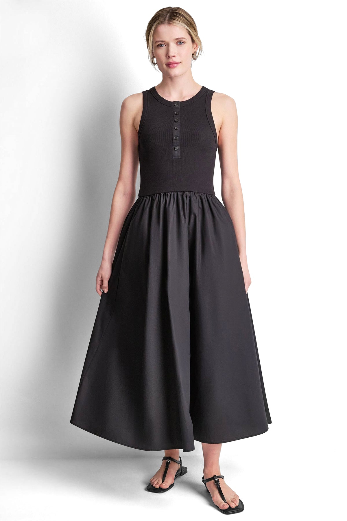 RIB HENLEY TANK MAXI DRESS VIEW 2