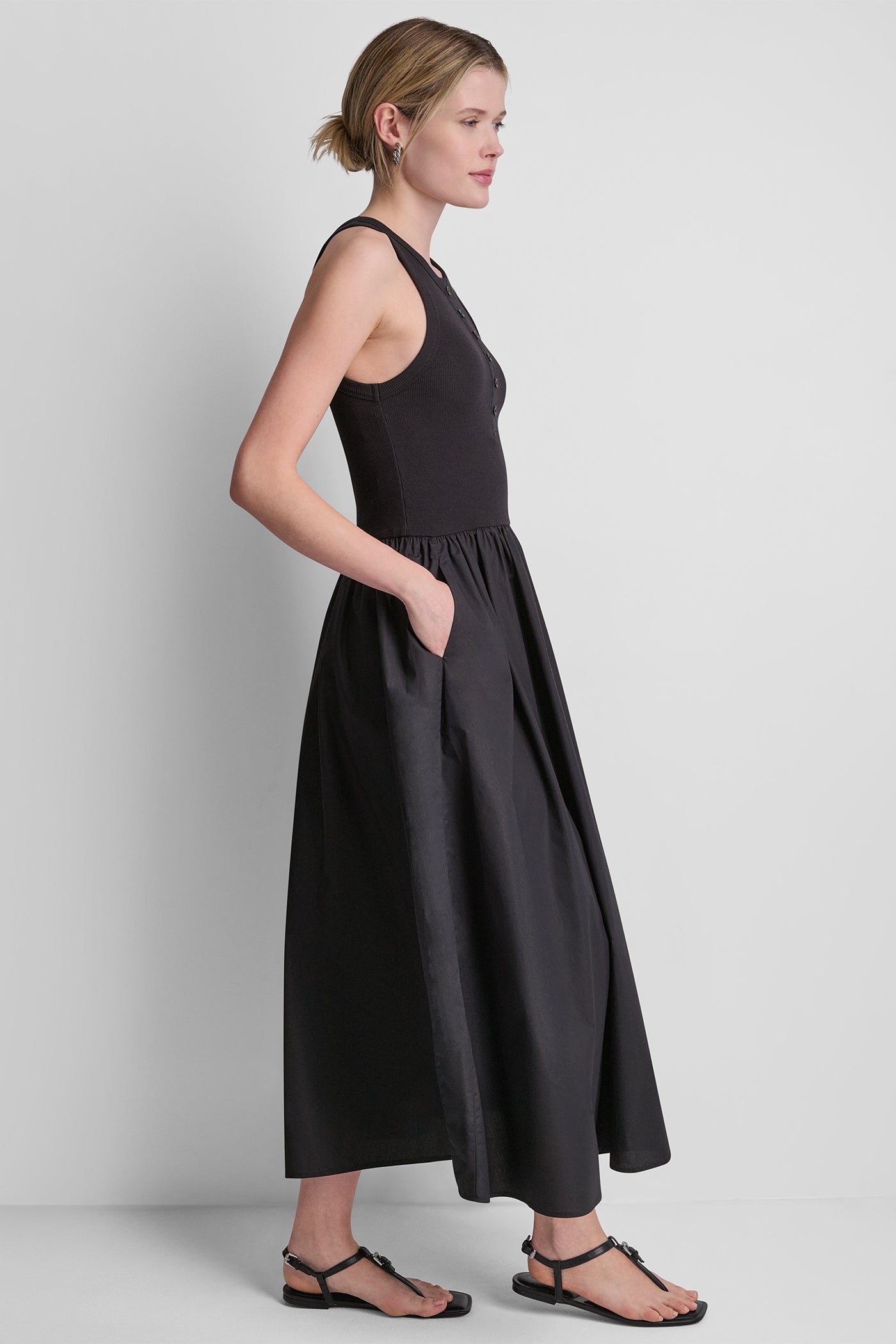 RIB HENLEY TANK MAXI DRESS VIEW 3 | Dresses & Jumpsuits