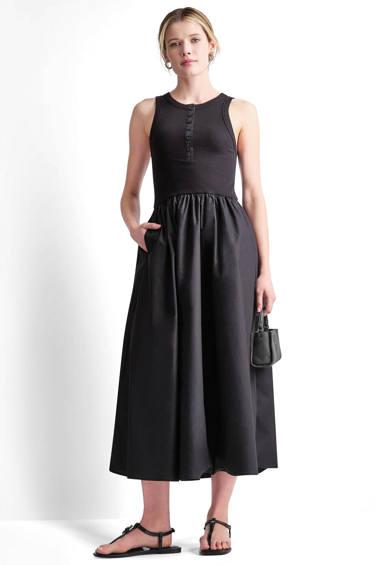 RIB HENLEY TANK MAXI DRESS View 2 | Dresses Under $100