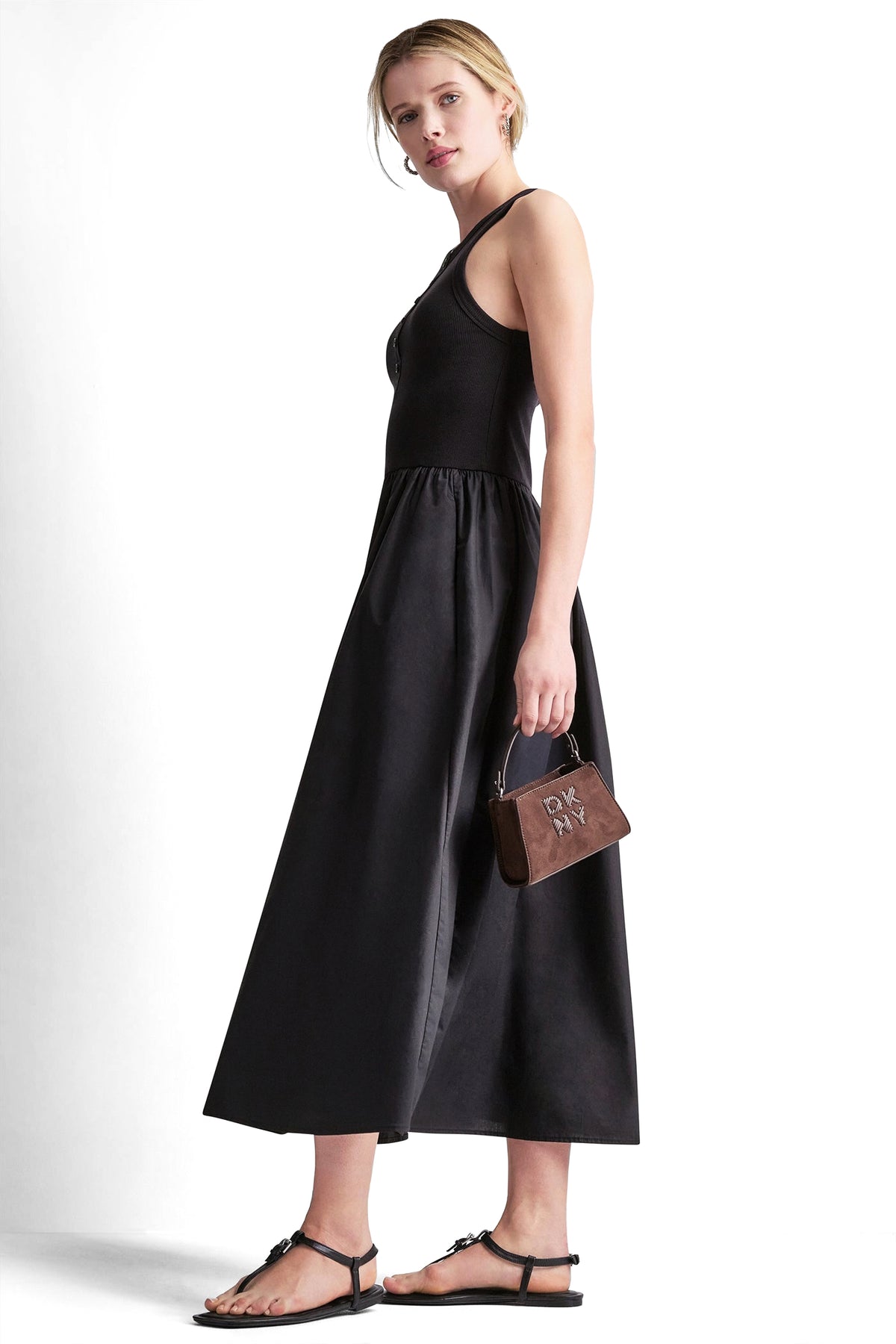 RIB HENLEY TANK MAXI DRESS VIEW 2