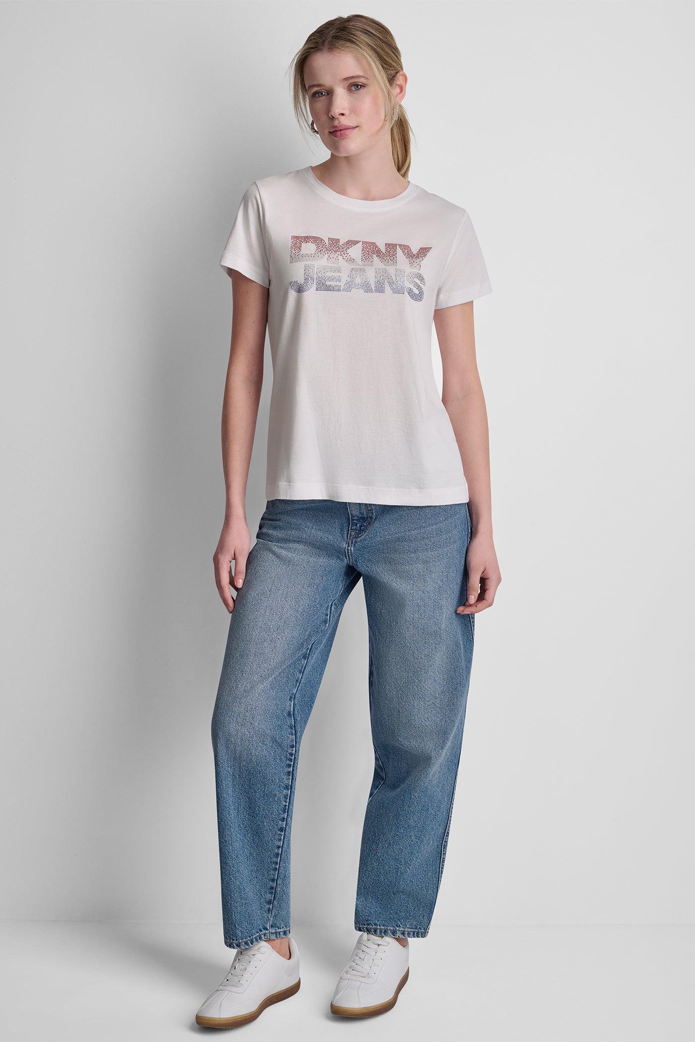 DKNY JEANS STACKED RHINESTONE LOGO TEE VIEW 6 | Tees & Tanks