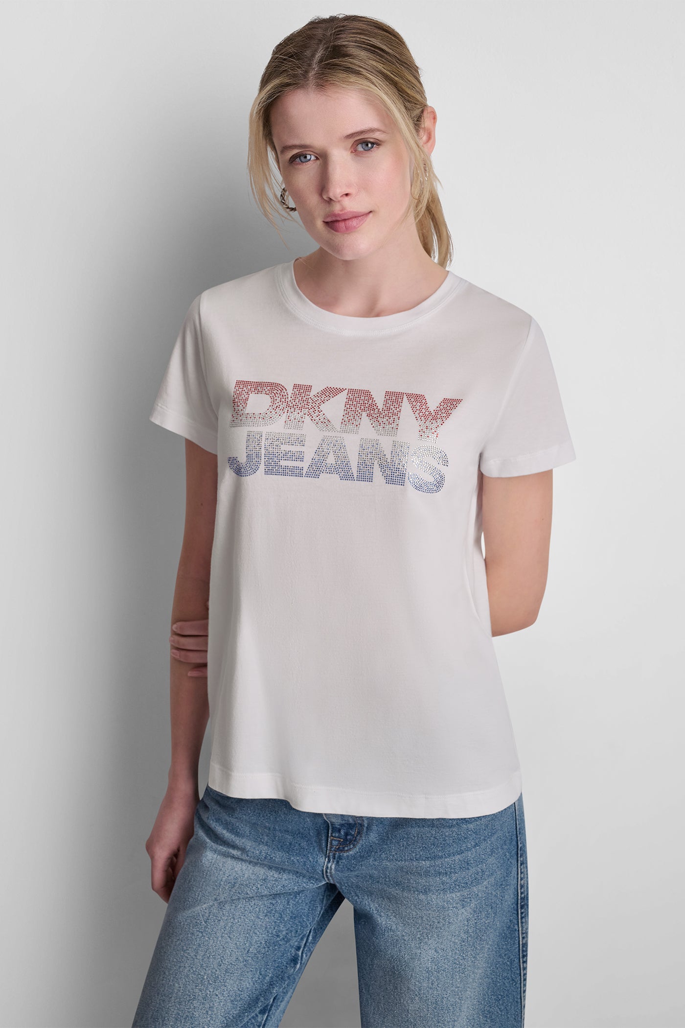 DKNY JEANS STACKED RHINESTONE LOGO TEE VIEW 5 | Tees & Tanks