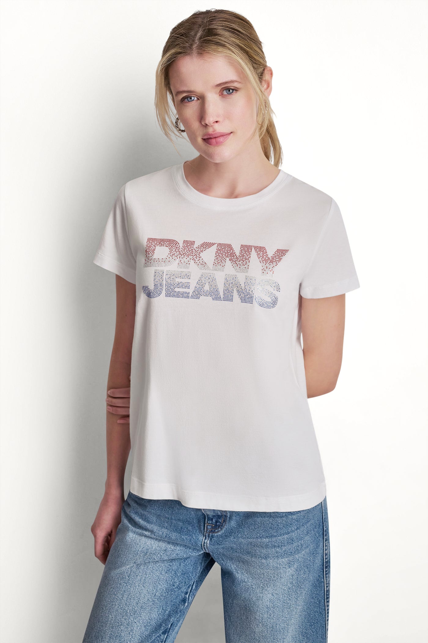 DKNY JEANS STACKED RHINESTONE LOGO TEE VIEW 5 | Summer Collection