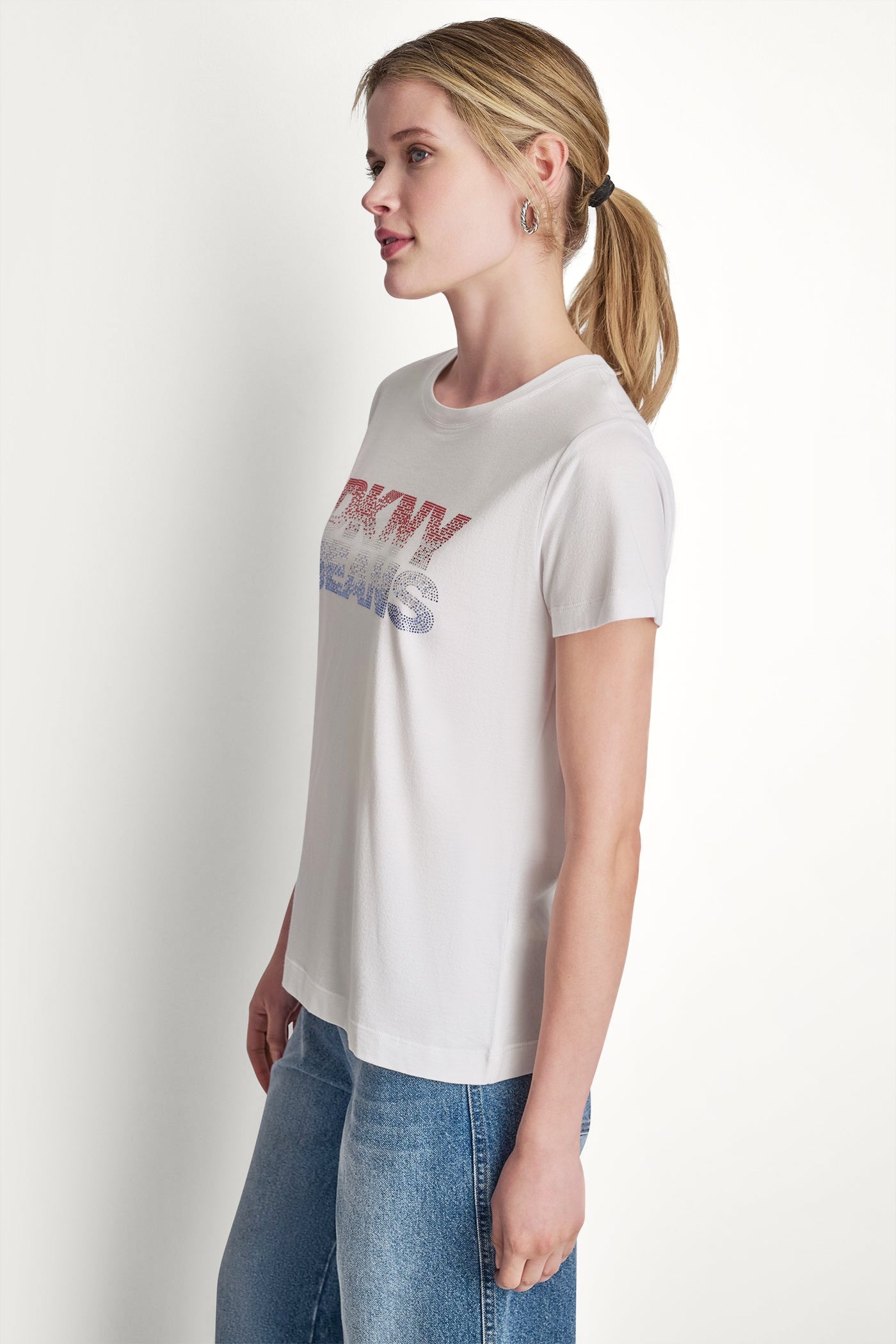 DKNY JEANS STACKED RHINESTONE LOGO TEE VIEW 4 | Summer Collection