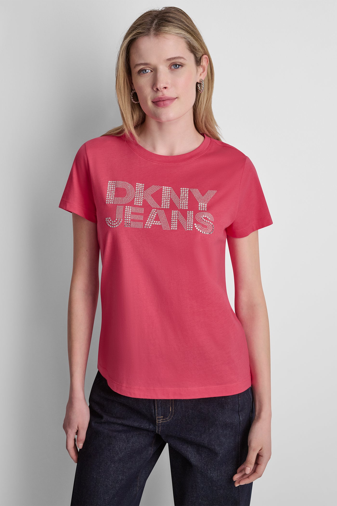 Punch DKNY JEANS STACKED RHINESTONE DOME TEE, VIEW 2 | Tees & Tanks