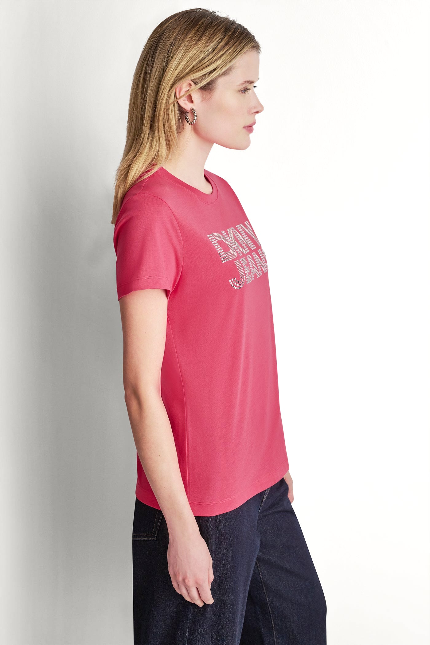 DKNY JEANS STACKED RHINESTONE DOME TEE VIEW 4 | Summer Collection