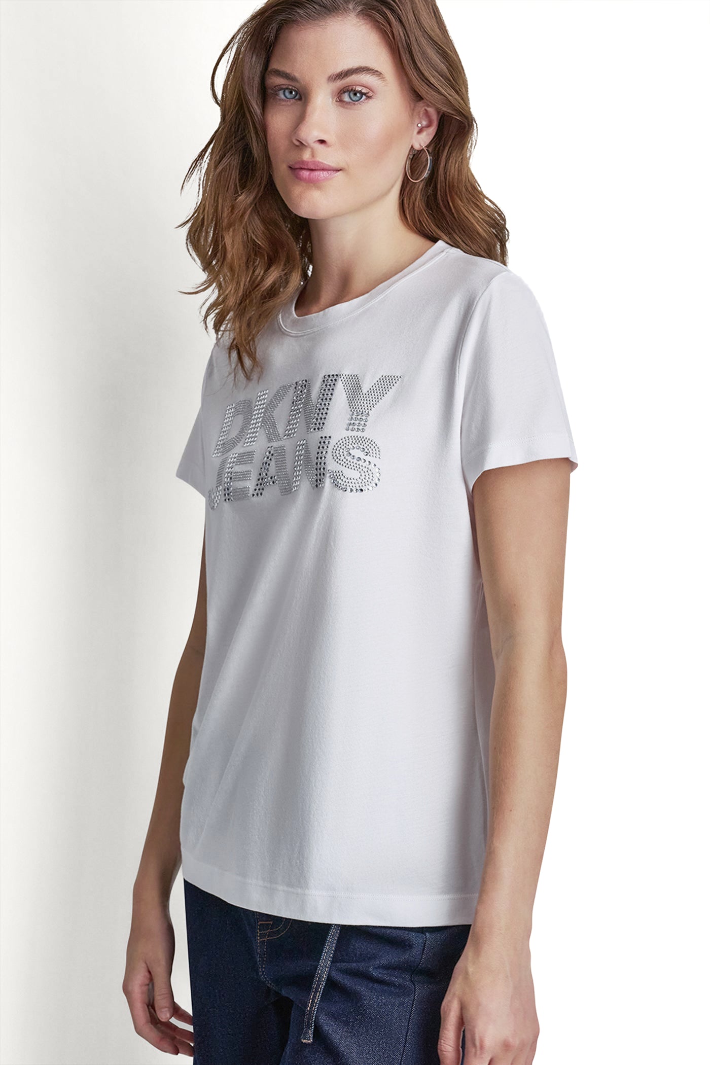 DKNY JEANS STACKED RHINESTONE DOME TEE VIEW 4 | Summer Collection