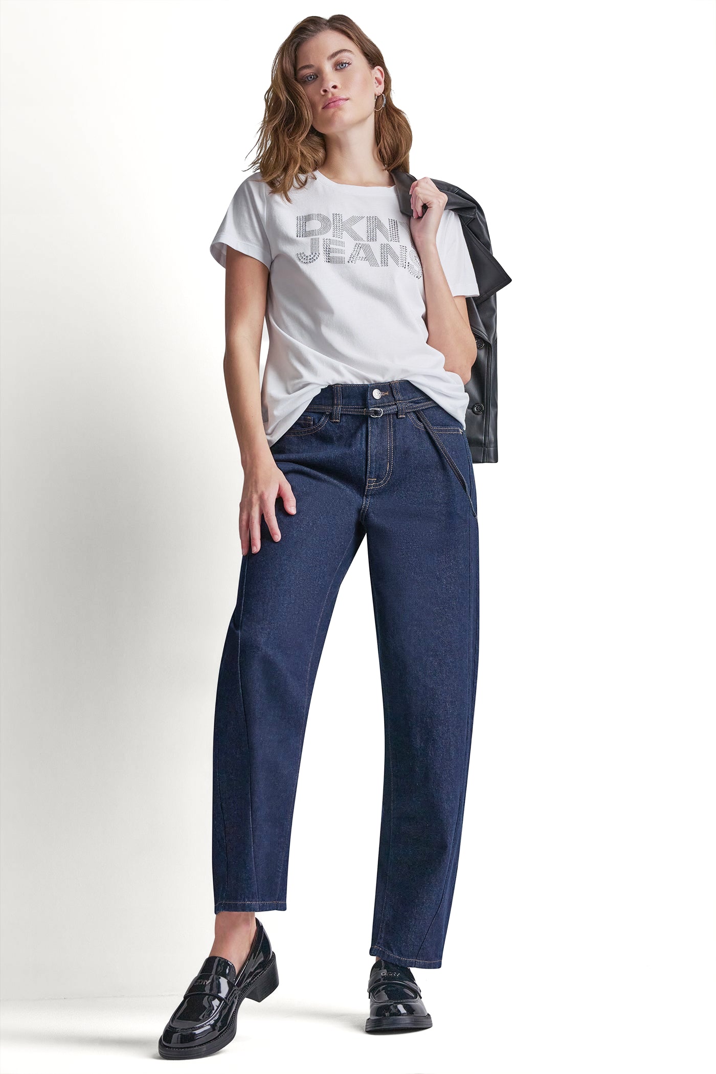 DKNY JEANS STACKED RHINESTONE DOME TEE VIEW 5 | Summer Collection