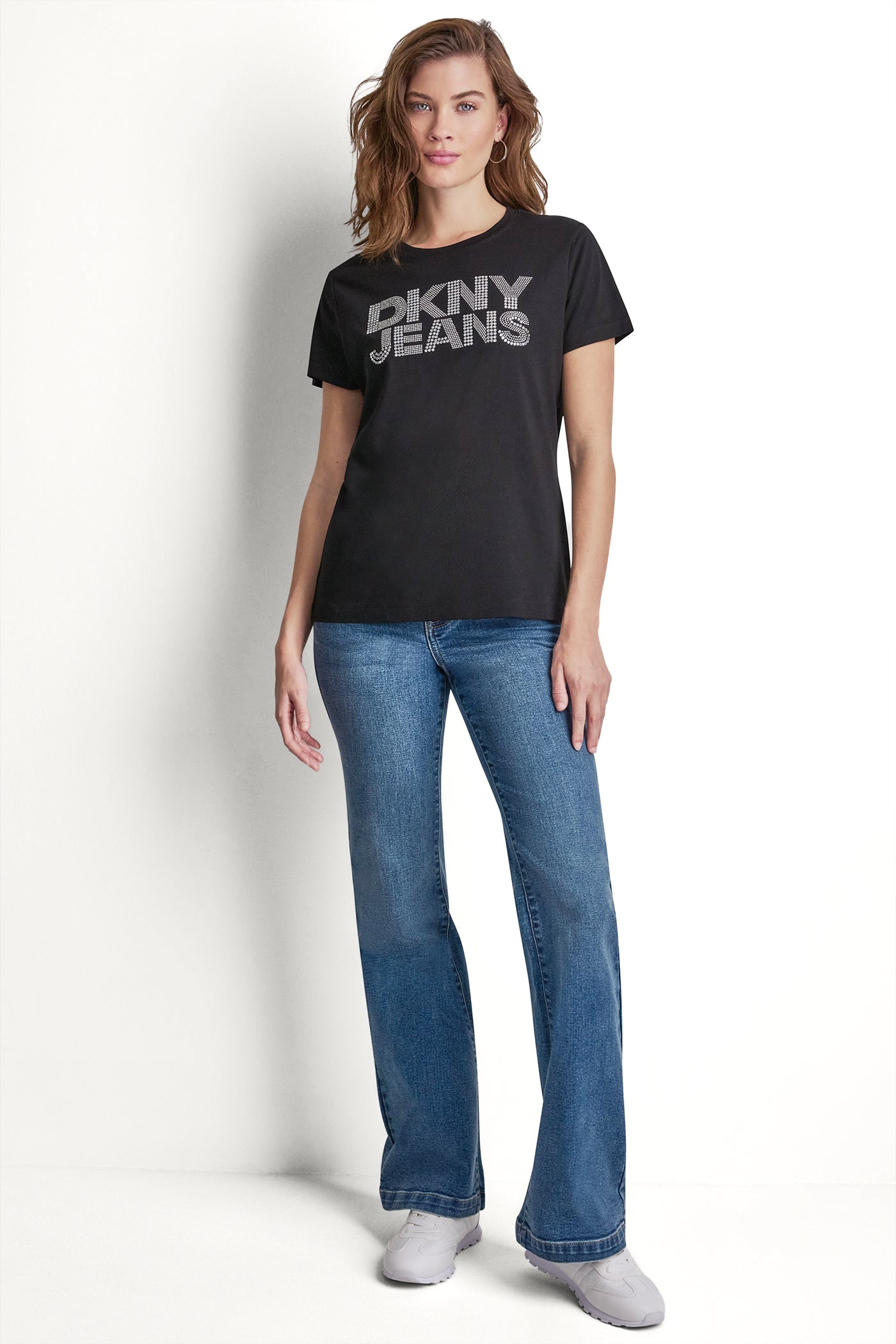 DKNY JEANS STACKED RHINESTONE DOME TEE VIEW 5 | Summer Collection