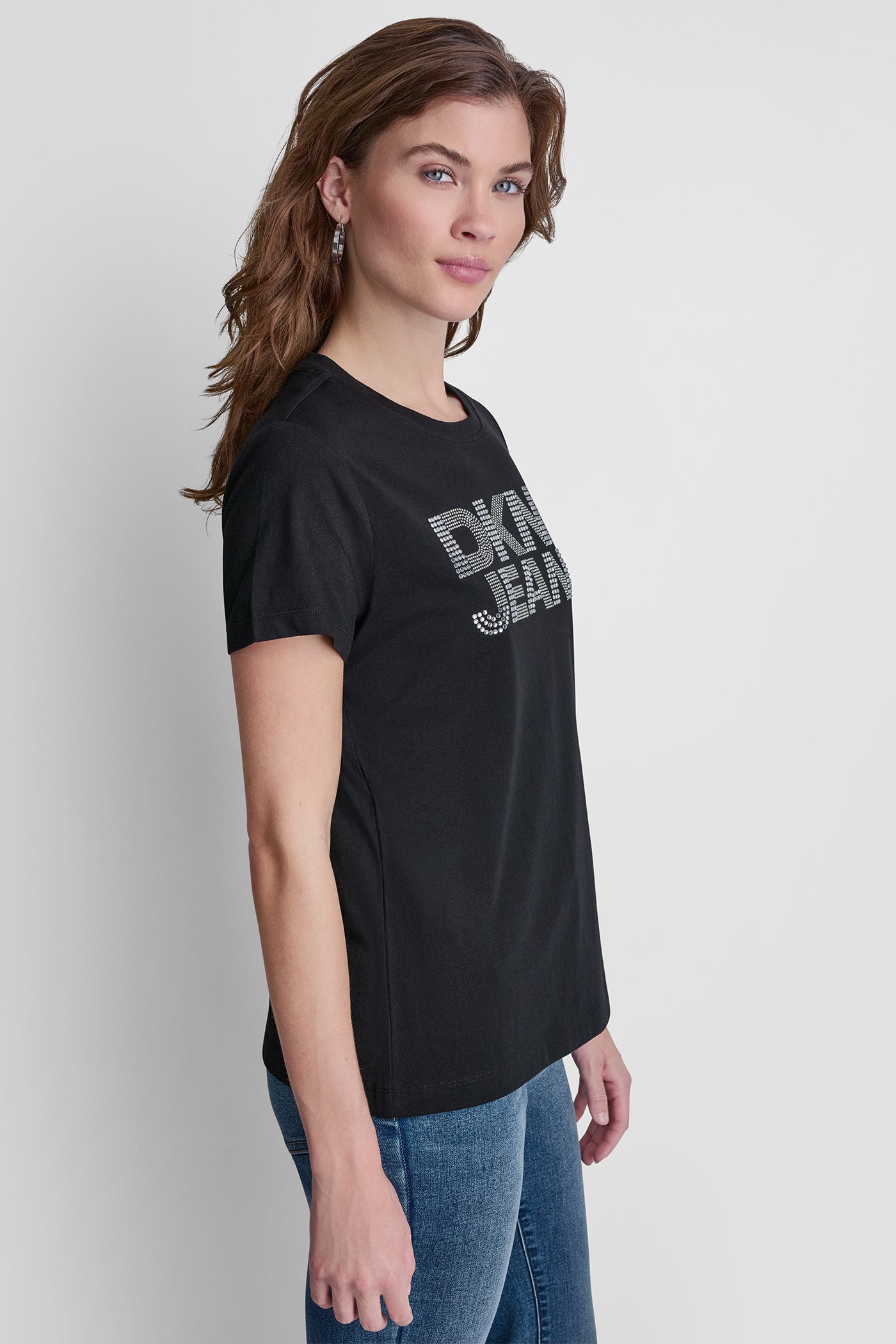 DKNY JEANS STACKED RHINESTONE DOME TEE VIEW 4 | Clothing