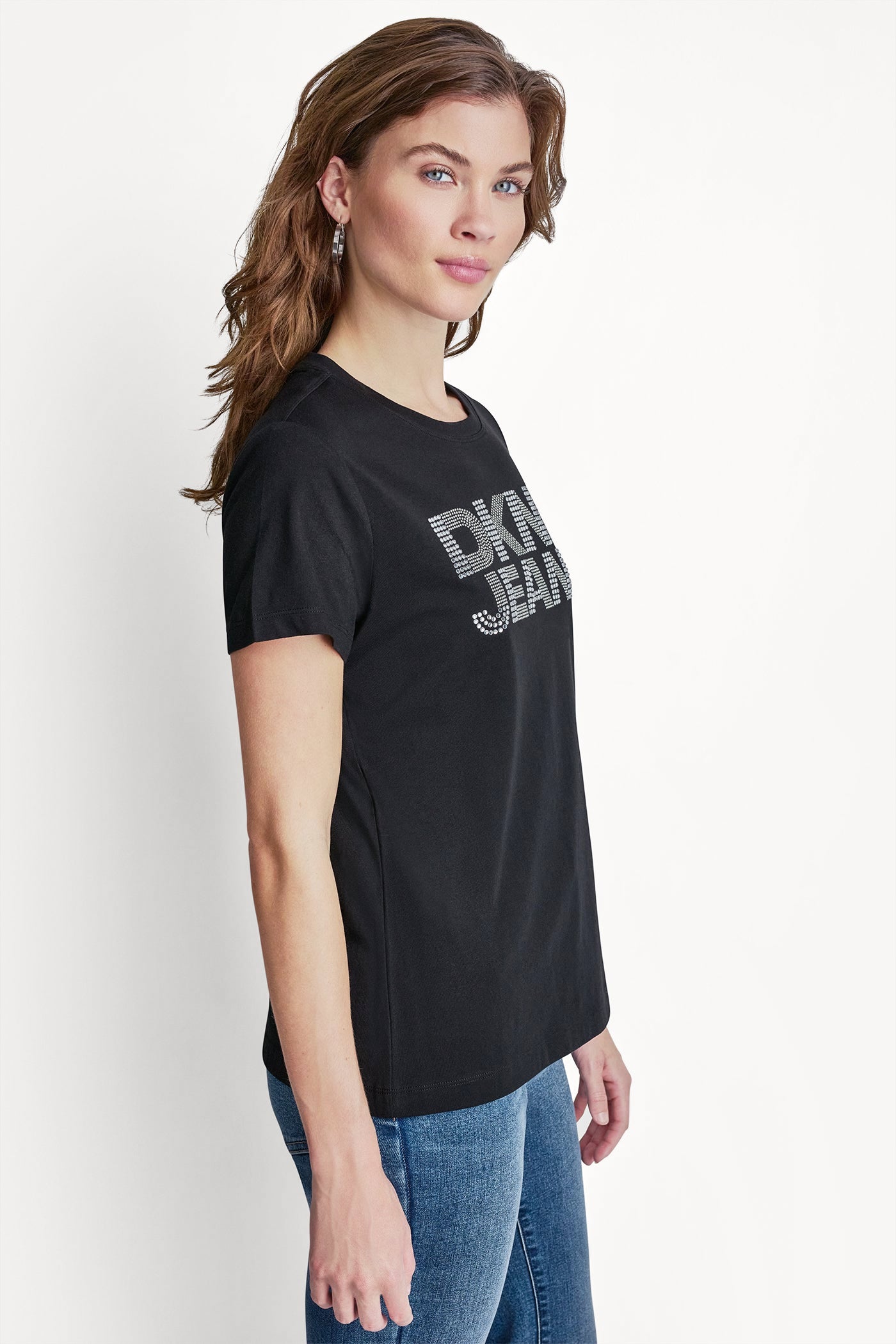 DKNY JEANS STACKED RHINESTONE DOME TEE VIEW 4 | Summer Collection
