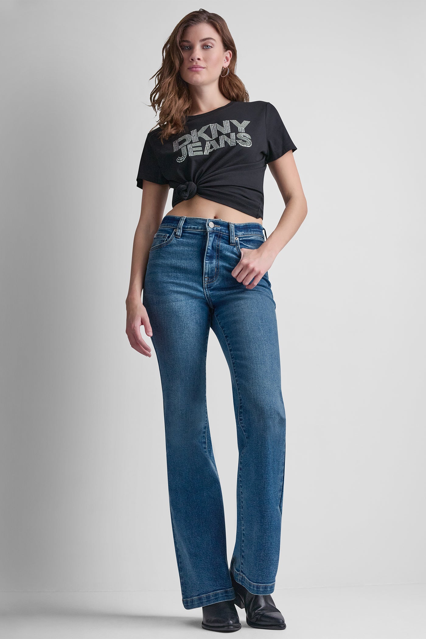 DKNY JEANS STACKED RHINESTONE DOME TEE VIEW 7 | Clothing