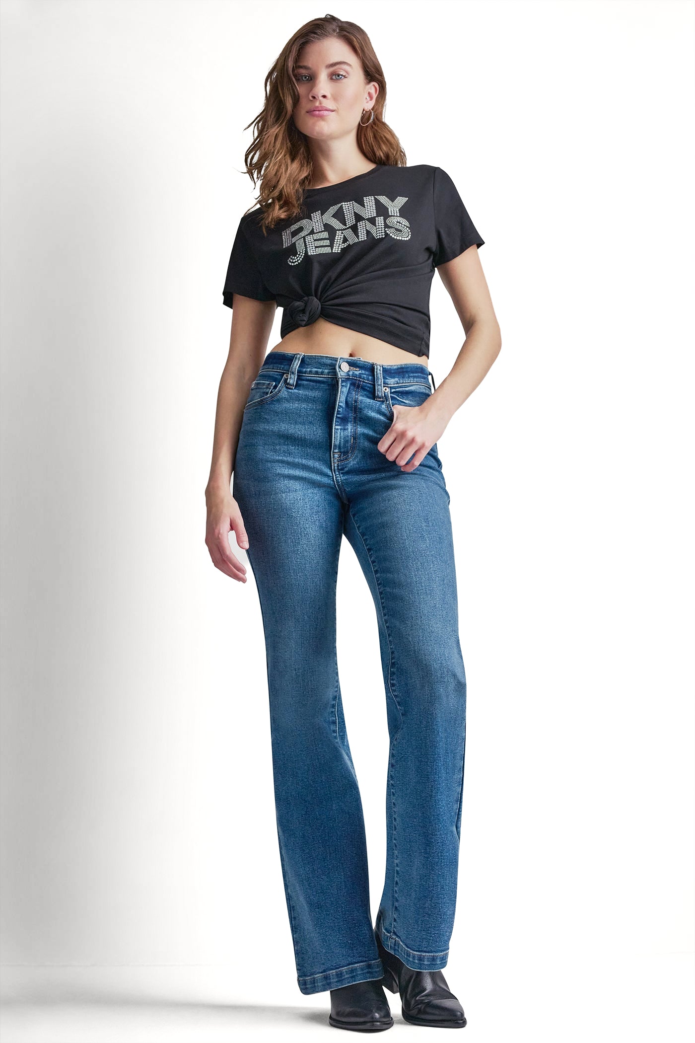 DKNY JEANS STACKED RHINESTONE DOME TEE VIEW 7 | Summer Collection