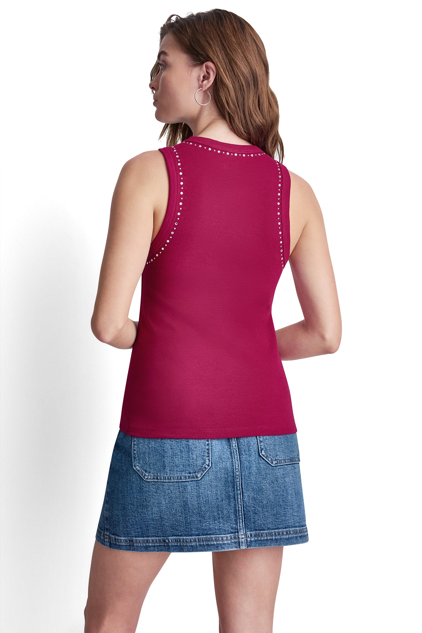 RHINESTONES AND DOME STUDS RIB TANK VIEW 3 | All Products