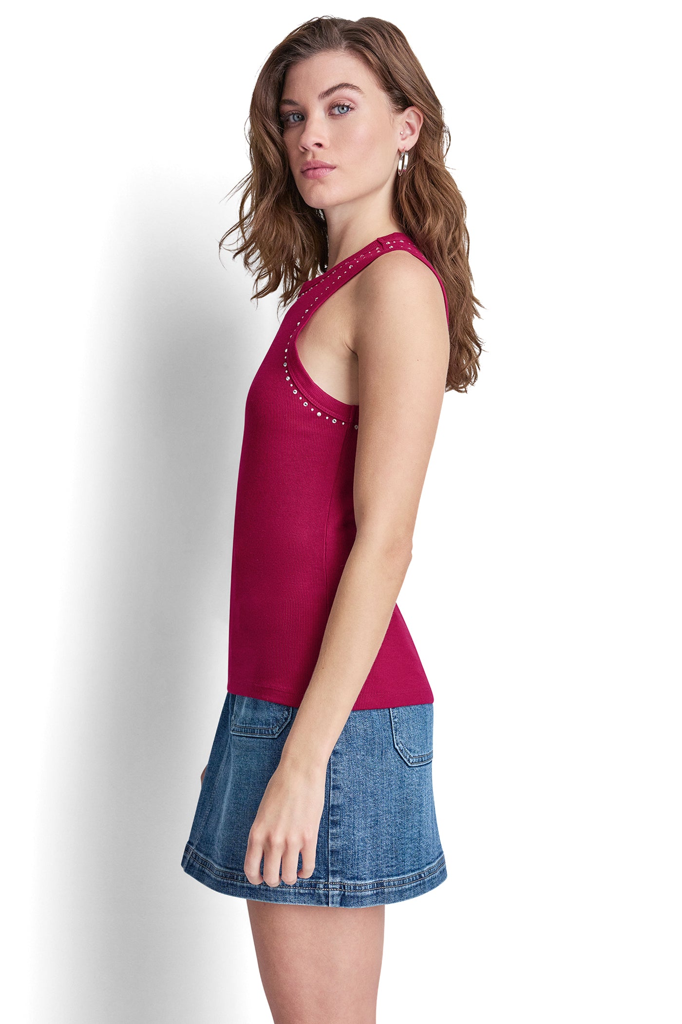 RHINESTONES AND DOME STUDS RIB TANK VIEW 4 | All Products