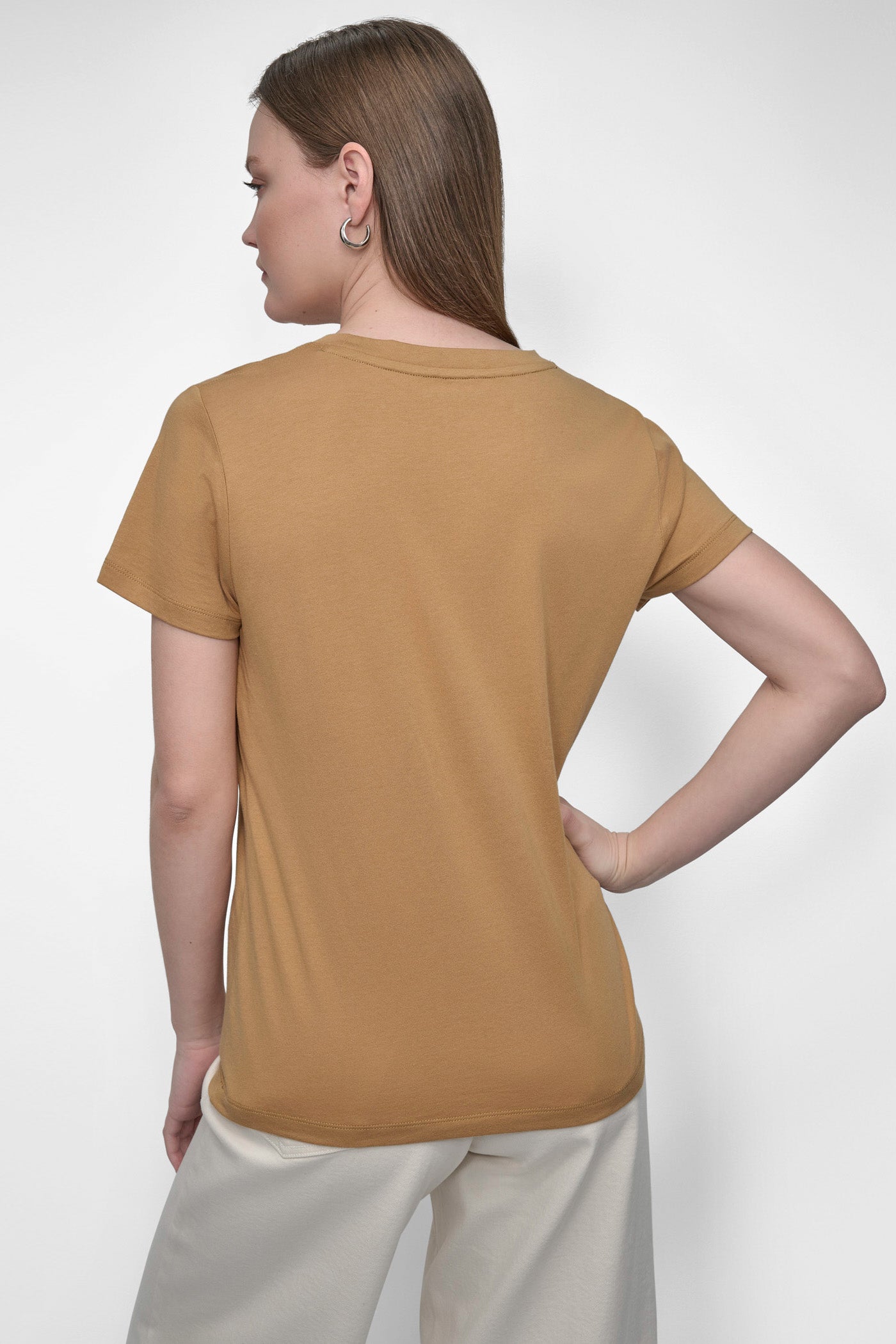 WHISKEY/BLACK FLOCKED LOGO TEE, BACK VIEW | Tees & Tanks