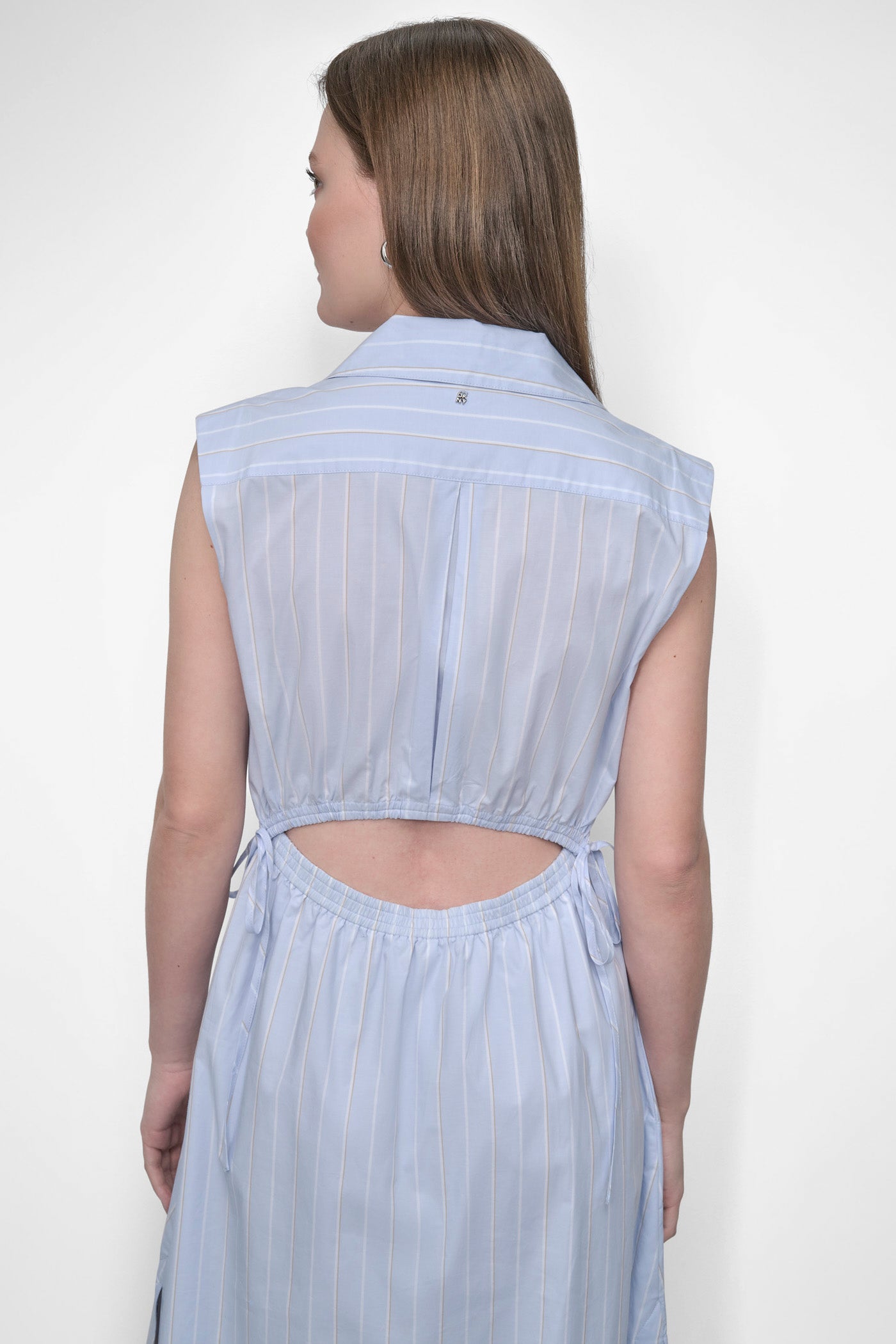 CUTOUT PINSTRIPED MIDI SHIRT DRESS VIEW 6 | SALE DRESSES