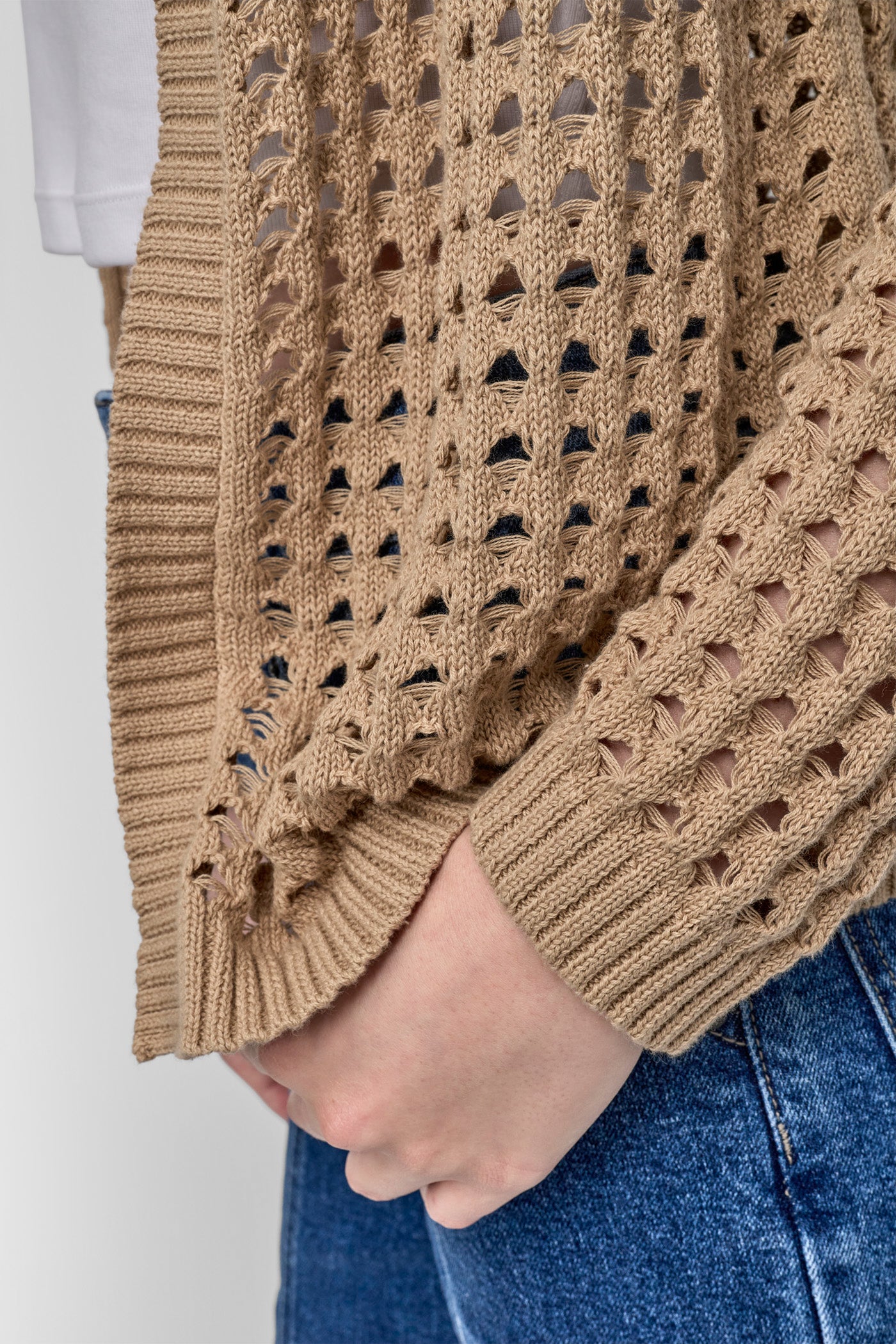 売れ筋商品|||ダナキャランニューヨーク ニット&セーター アウター レディース Women's Open-Stitch Drop-Shoulder Cardigan Sweater Light City Khaki Open Stitch Cardigan | DKNY