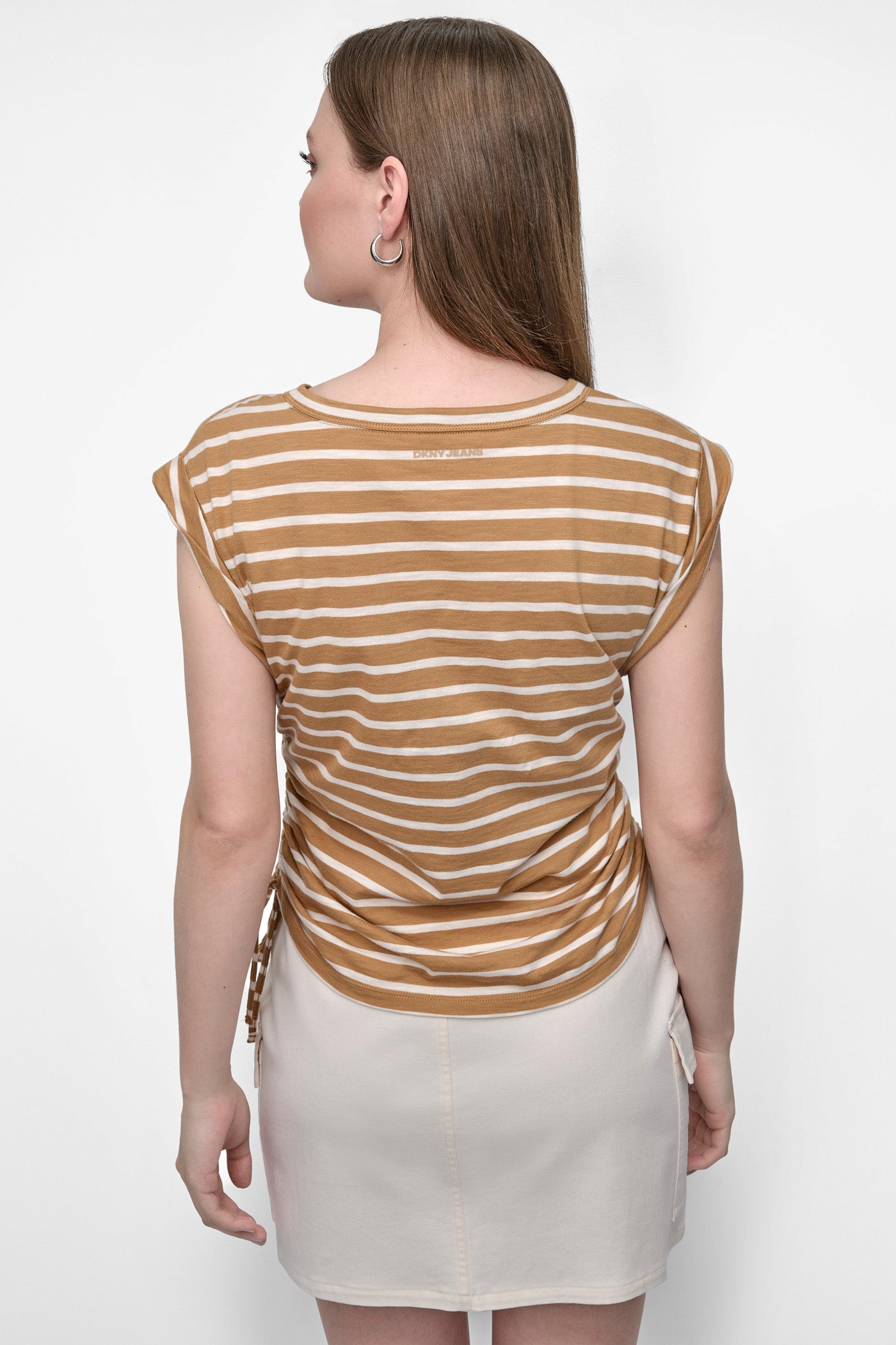 Whiskey/Eggnog RUCHED SIDE-TIE TEE, BACK VIEW | Tees & Tanks