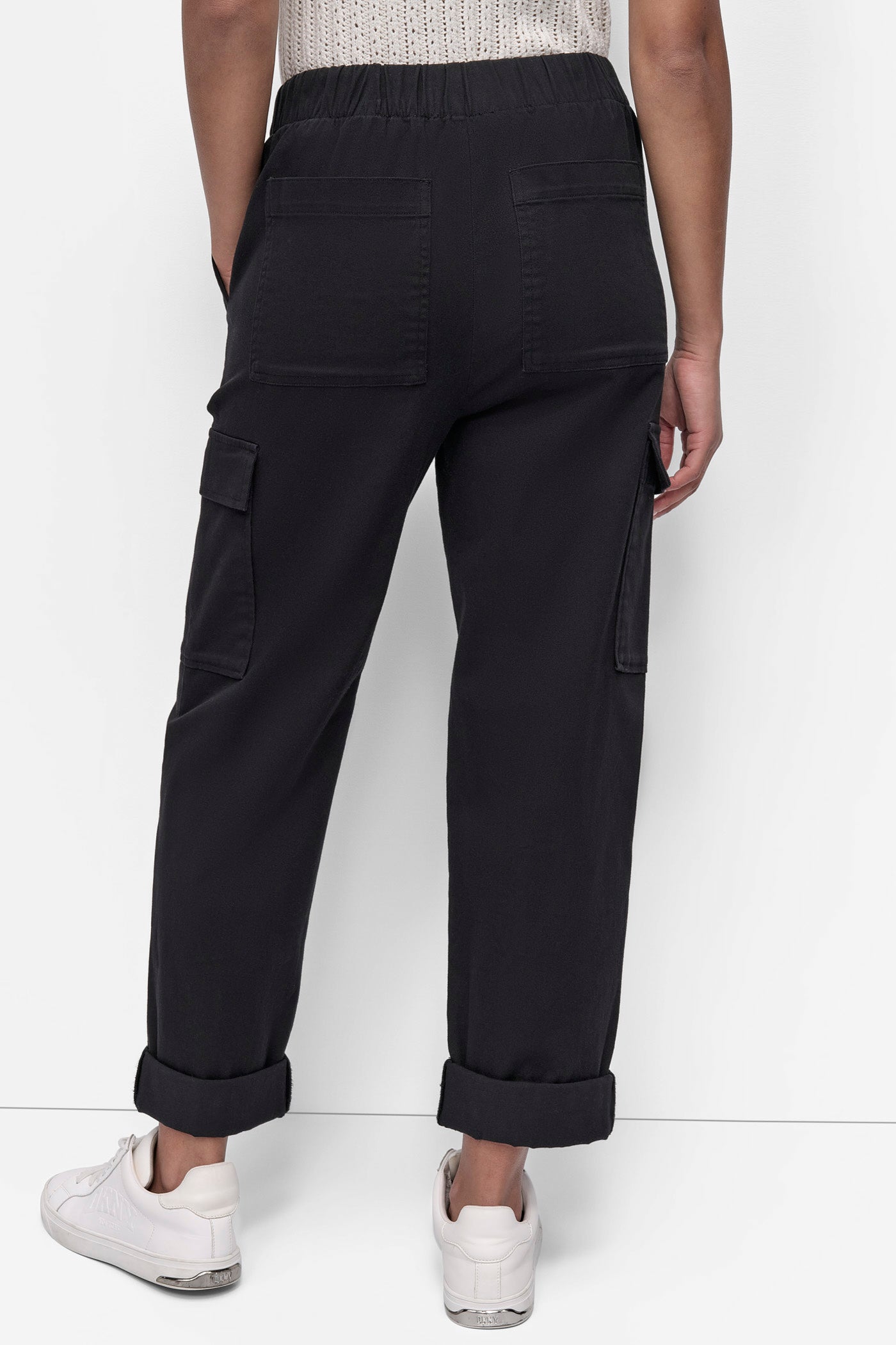 Black HIGH-RISE PULL-ON CARGO JOGGER, BACK VIEW | SALE PANTS