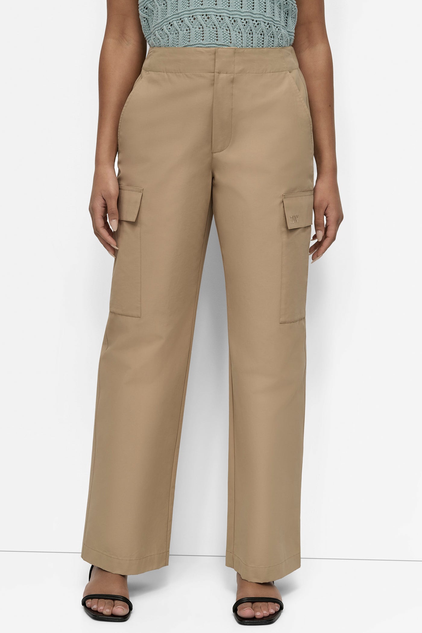 Travertine HIGH-RISE STRAIGHT-LEG CARGO PANT, FRONT VIEW | Pants & Denim