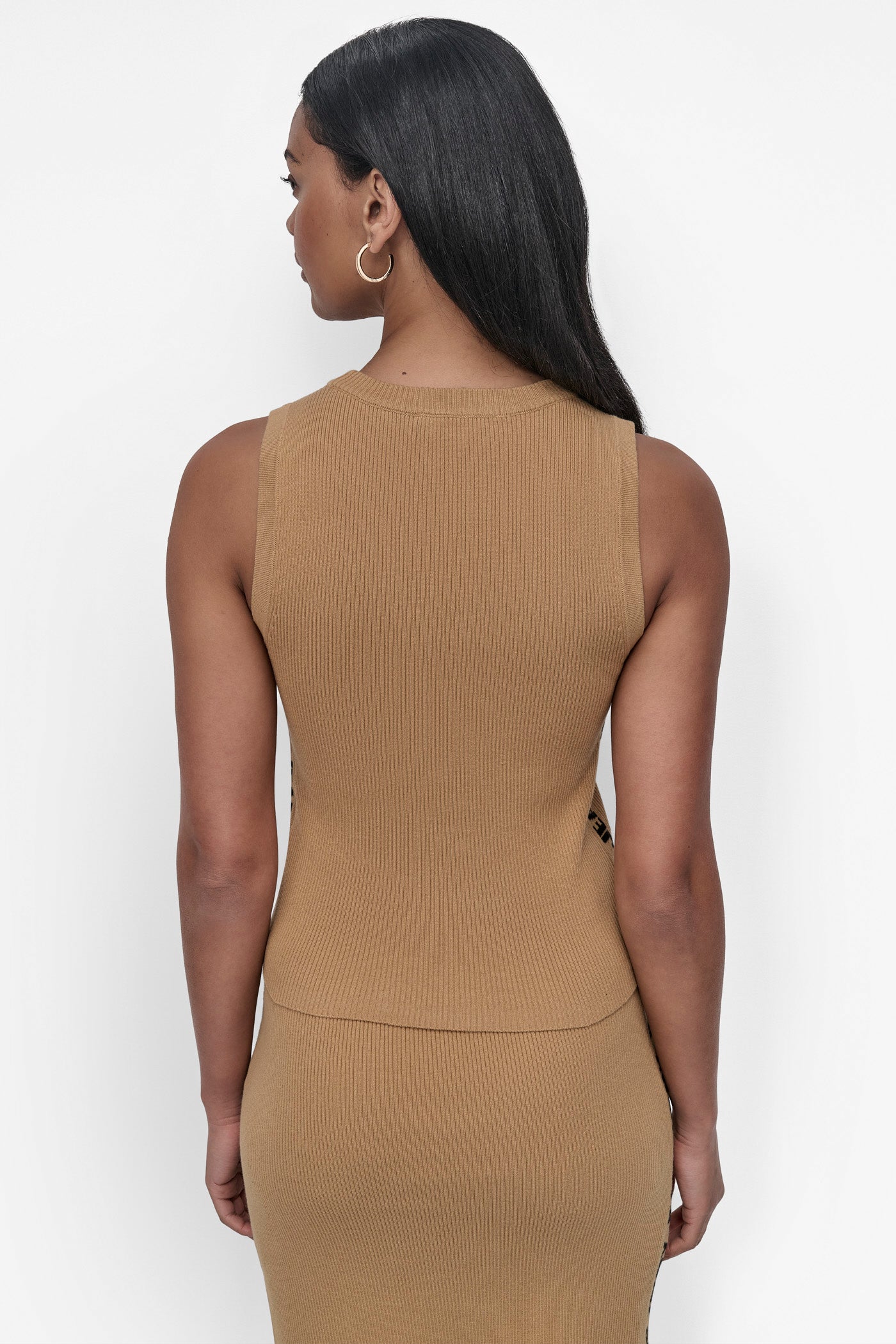 Whiskey/Black CROPPED LOGO-TRIMMED TOP, BACK VIEW | DKNY JEANS