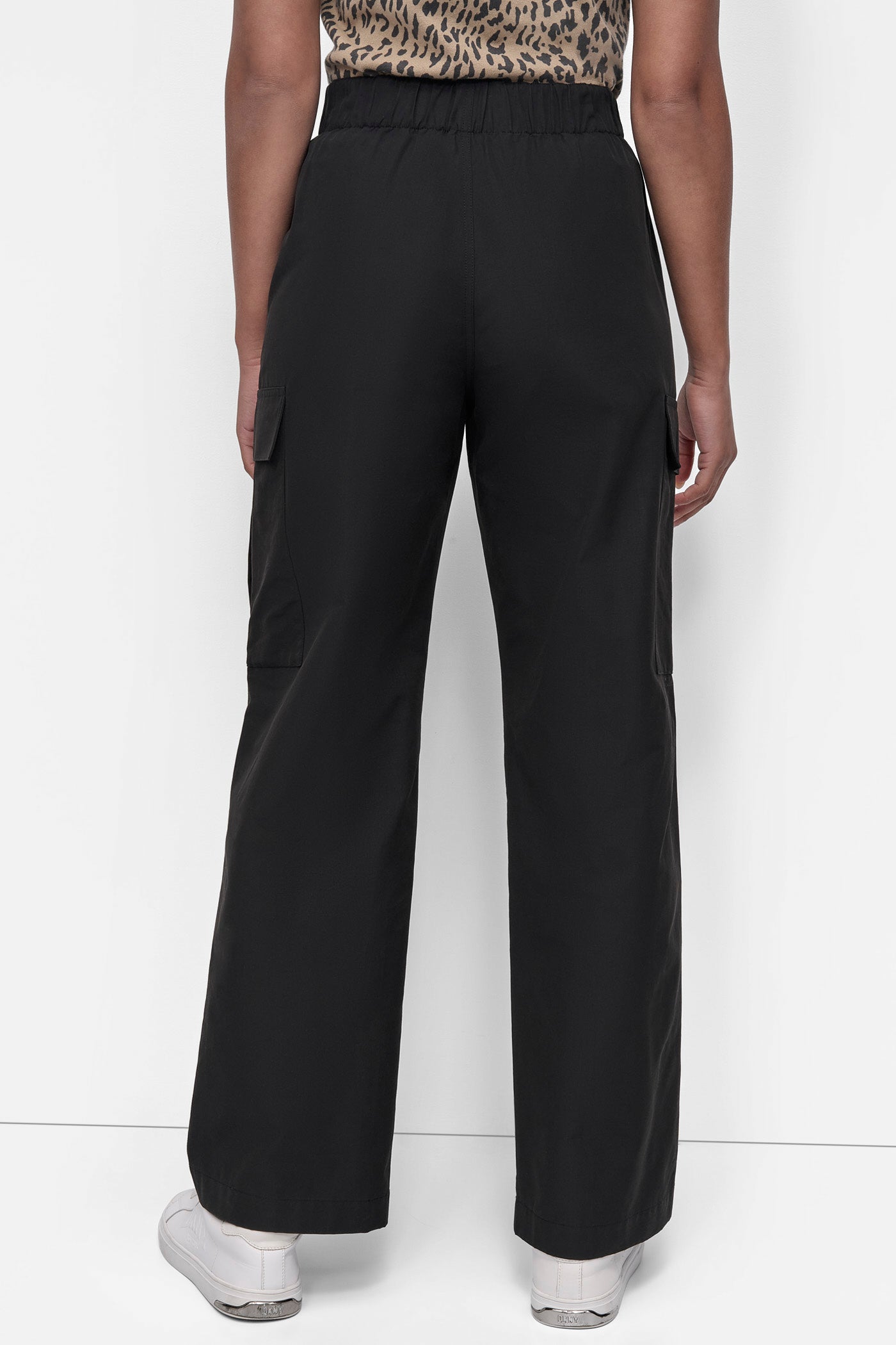 Black HIGH-RISE STRAIGHT-LEG CARGO PANT, BACK VIEW | Pants & Denim