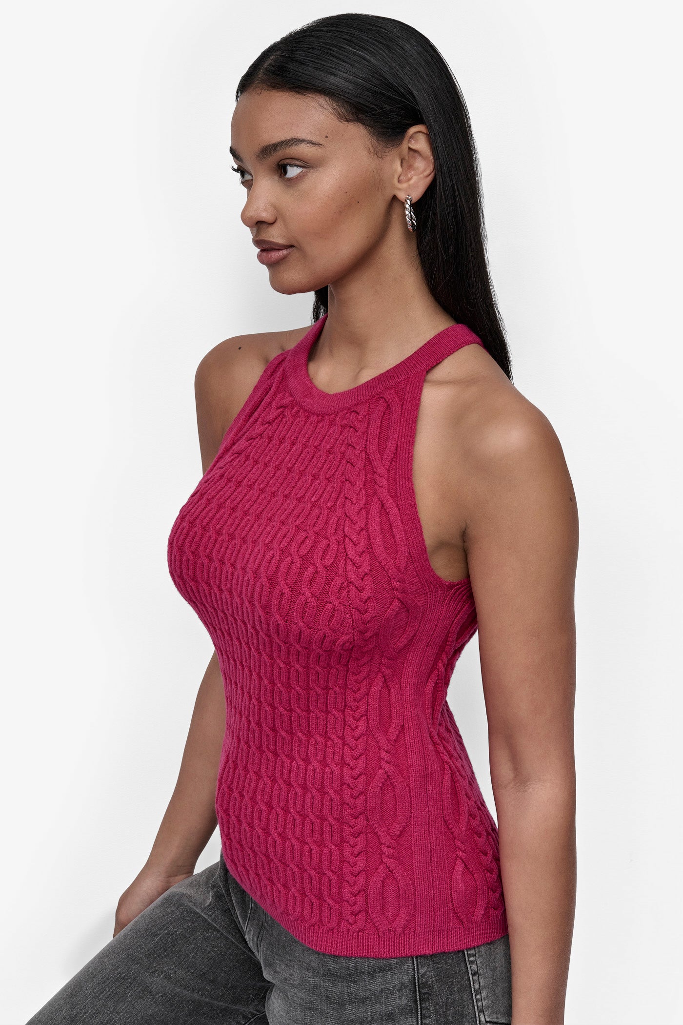 Wildberry CABLE-KNIT HALTER-STYLE SWEATER, VIEW 2 | WOMEN'S SWEATERS & TOPS