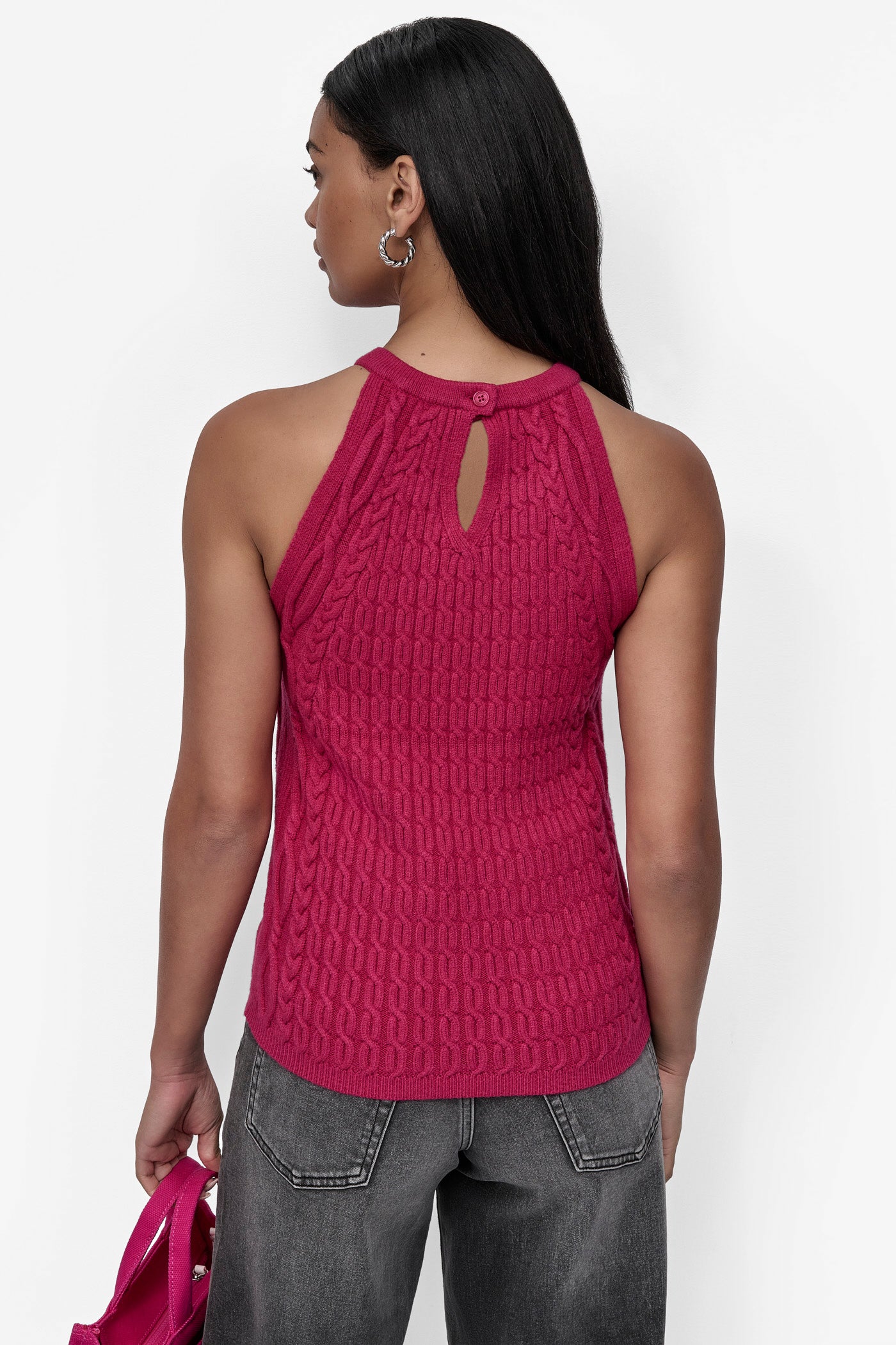 CABLE-KNIT HALTER-STYLE SWEATER VIEW 3 | SALE CLOTHING