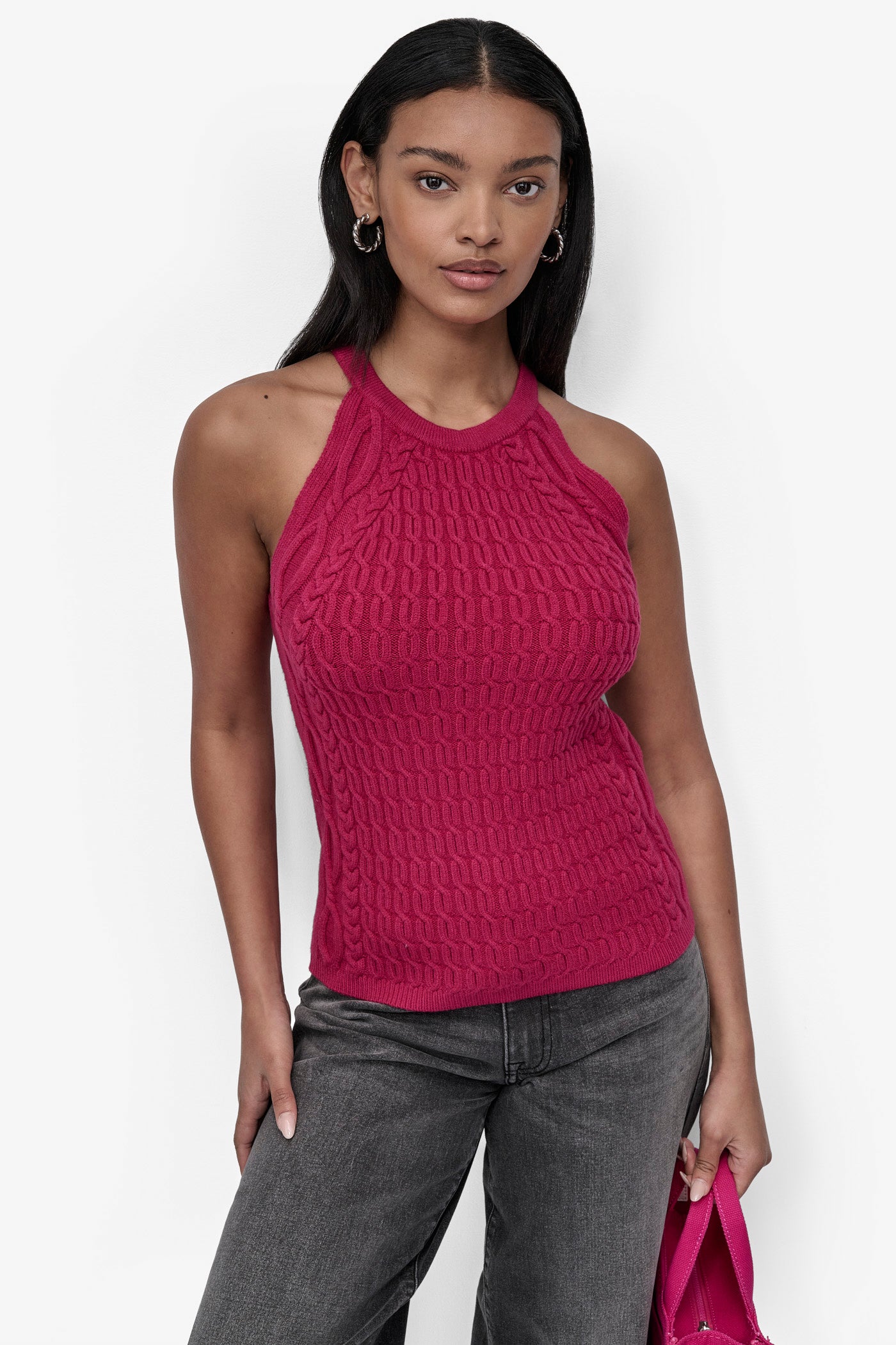 Wildberry CABLE-KNIT HALTER-STYLE SWEATER, VIEW 1 | WOMEN'S SWEATERS & TOPS