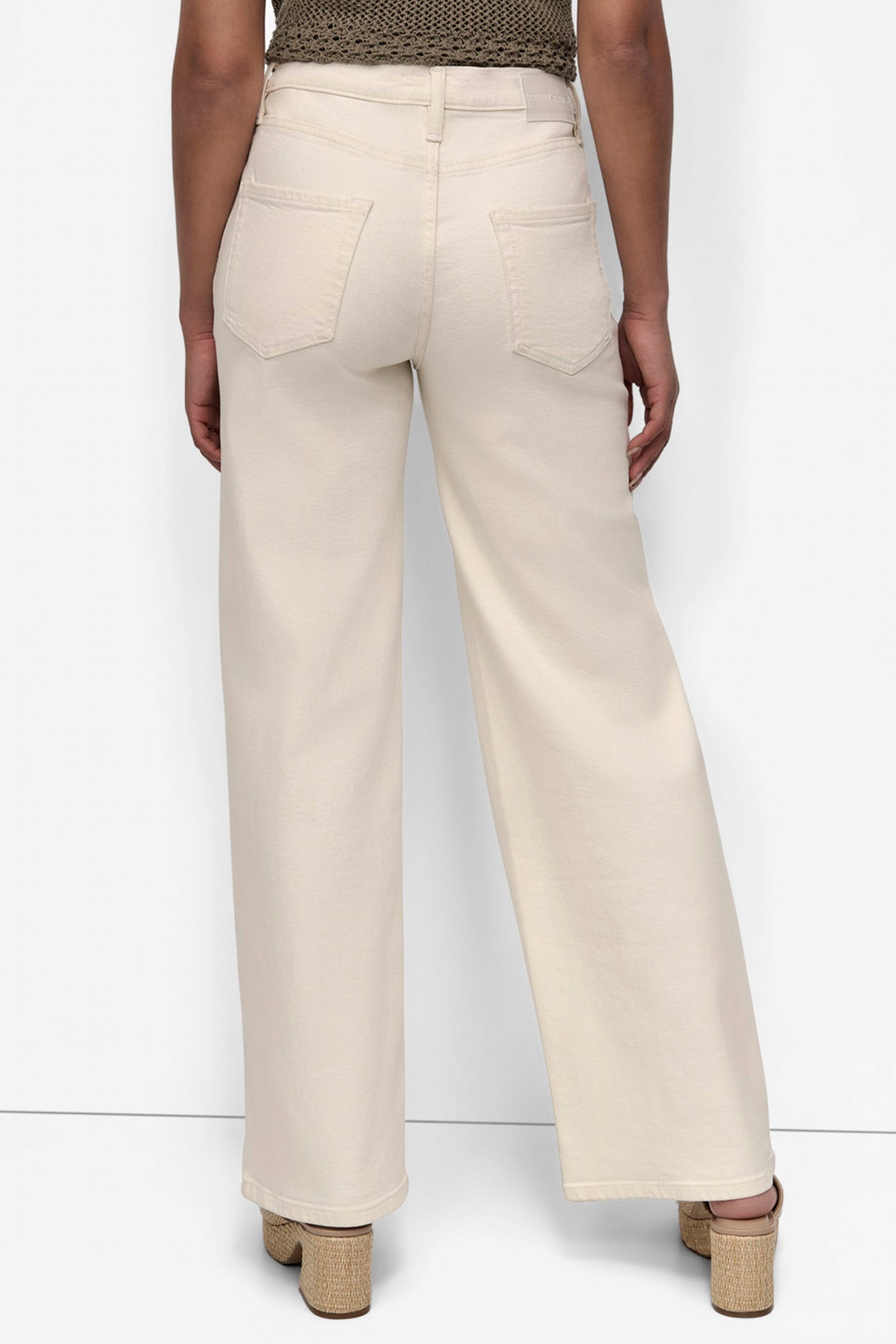 Ecru HIGH-RISE TAILORED WIDE-LEG JEAN, BACK VIEW | Denim Destination
