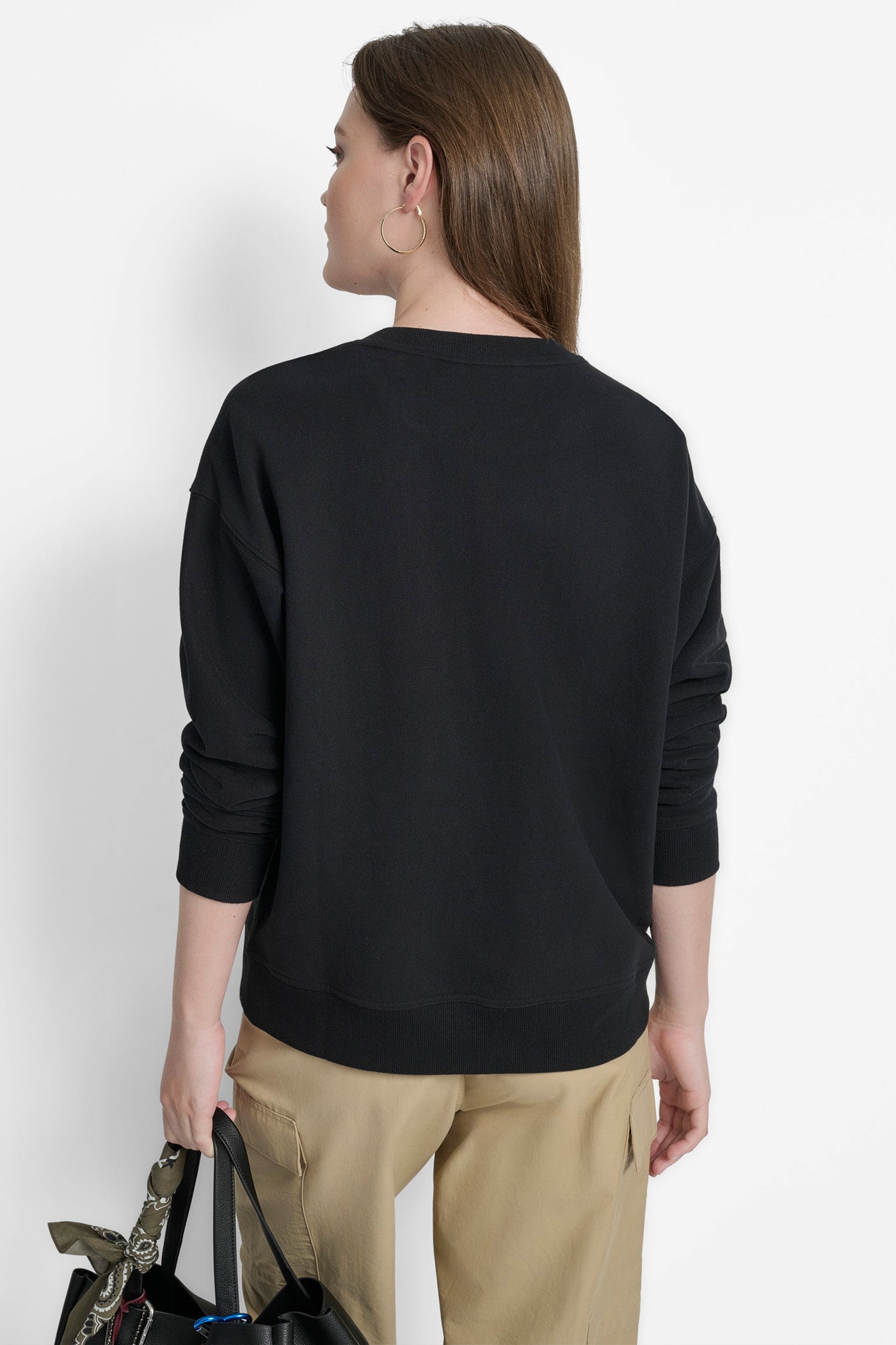 BLACK/NATURAL BASKETWEAVE LOGO SWEATSHIRT, BACK VIEW | Products