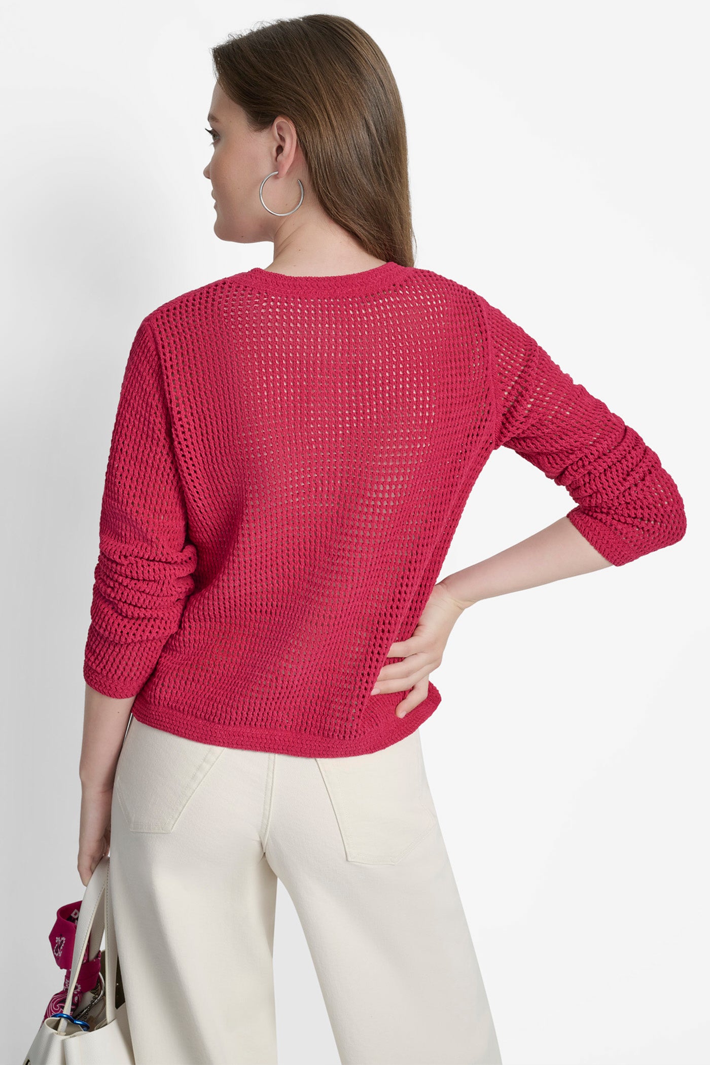 Wildberry LOGO-EMBROIDERED OPEN STITCH CARDIGAN, VIEW 2 | WOMEN'S SWEATERS & TOPS