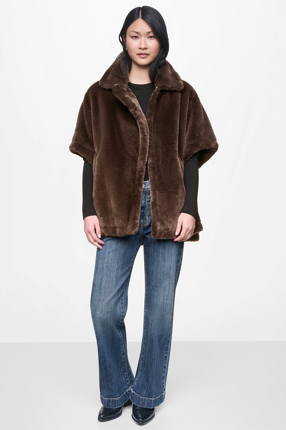 ASYMMETRICAL FAUX FUR PONCHO VIEW 2