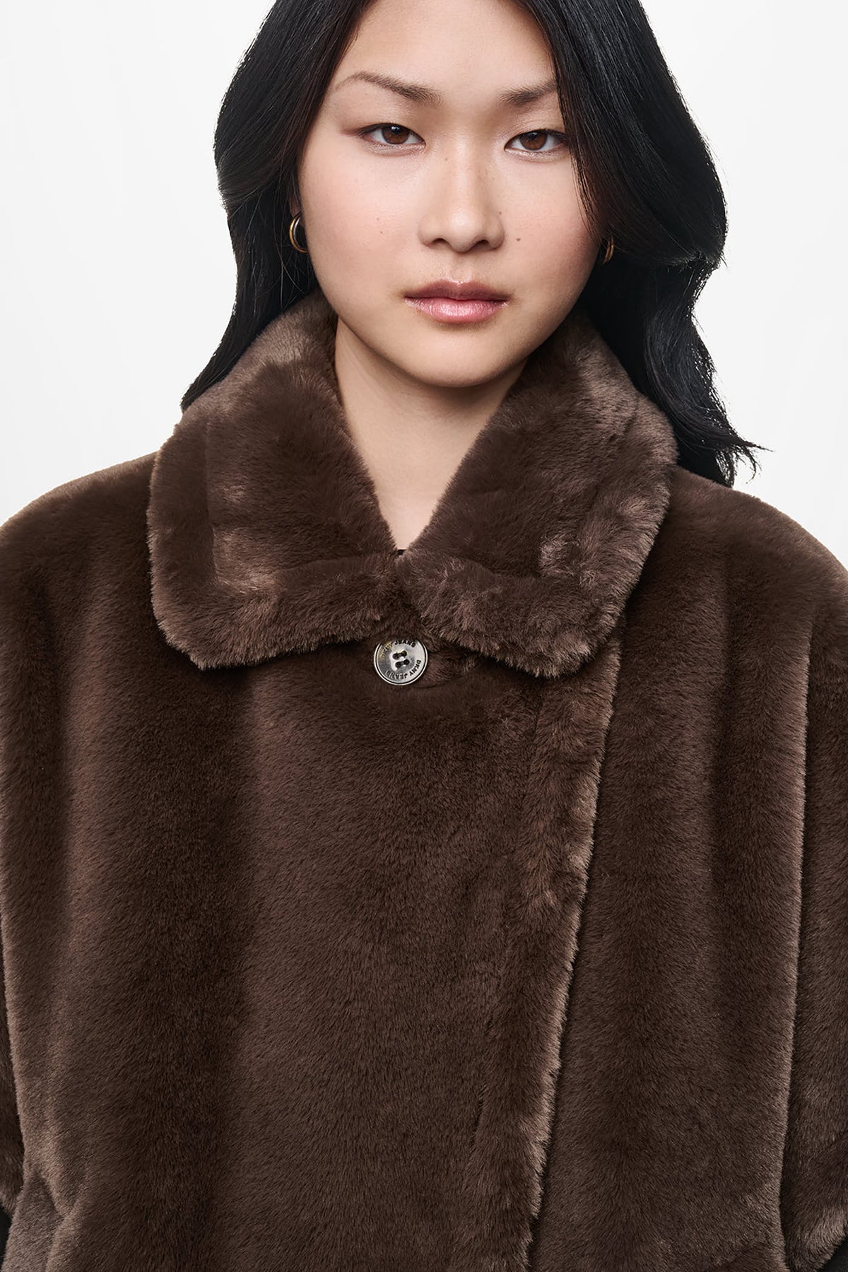 ASYMMETRICAL FAUX FUR PONCHO VIEW 2