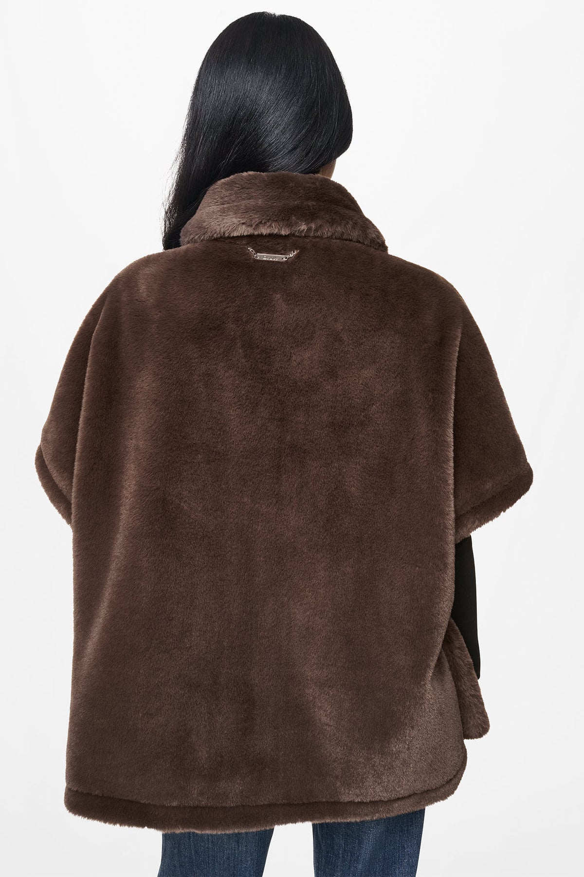 ASYMMETRICAL FAUX FUR PONCHO VIEW 2