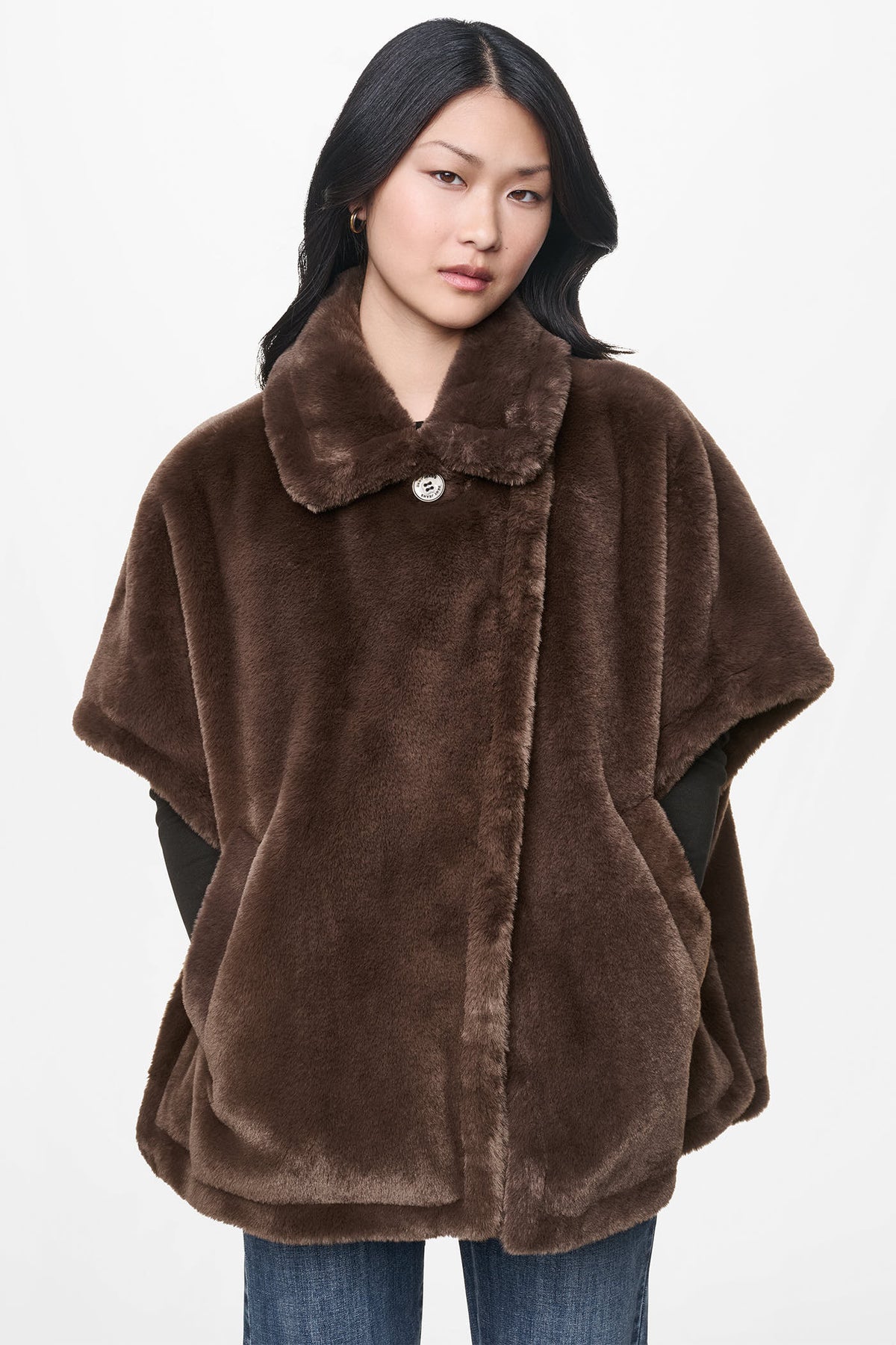 ASYMMETRICAL FAUX FUR PONCHO VIEW 2