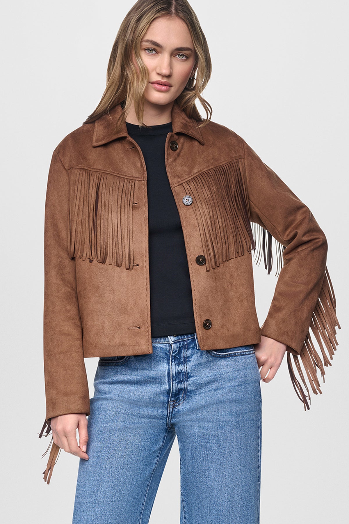 FAUX SUEDE FRINGE JACKET VIEW 2