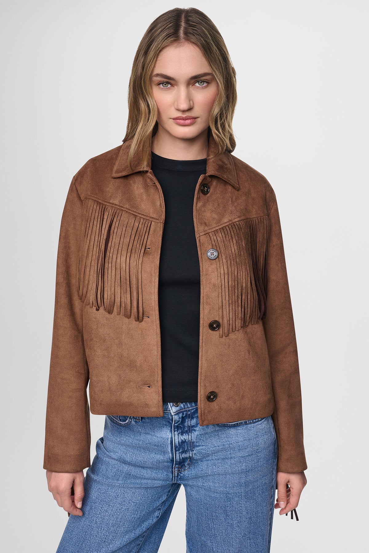 FAUX SUEDE FRINGE JACKET VIEW 2