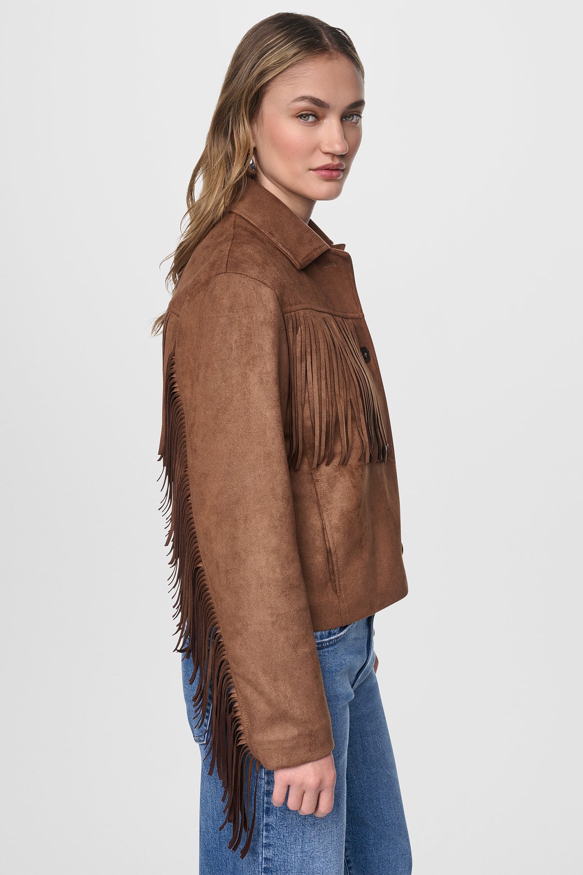 FAUX SUEDE FRINGE JACKET VIEW 2