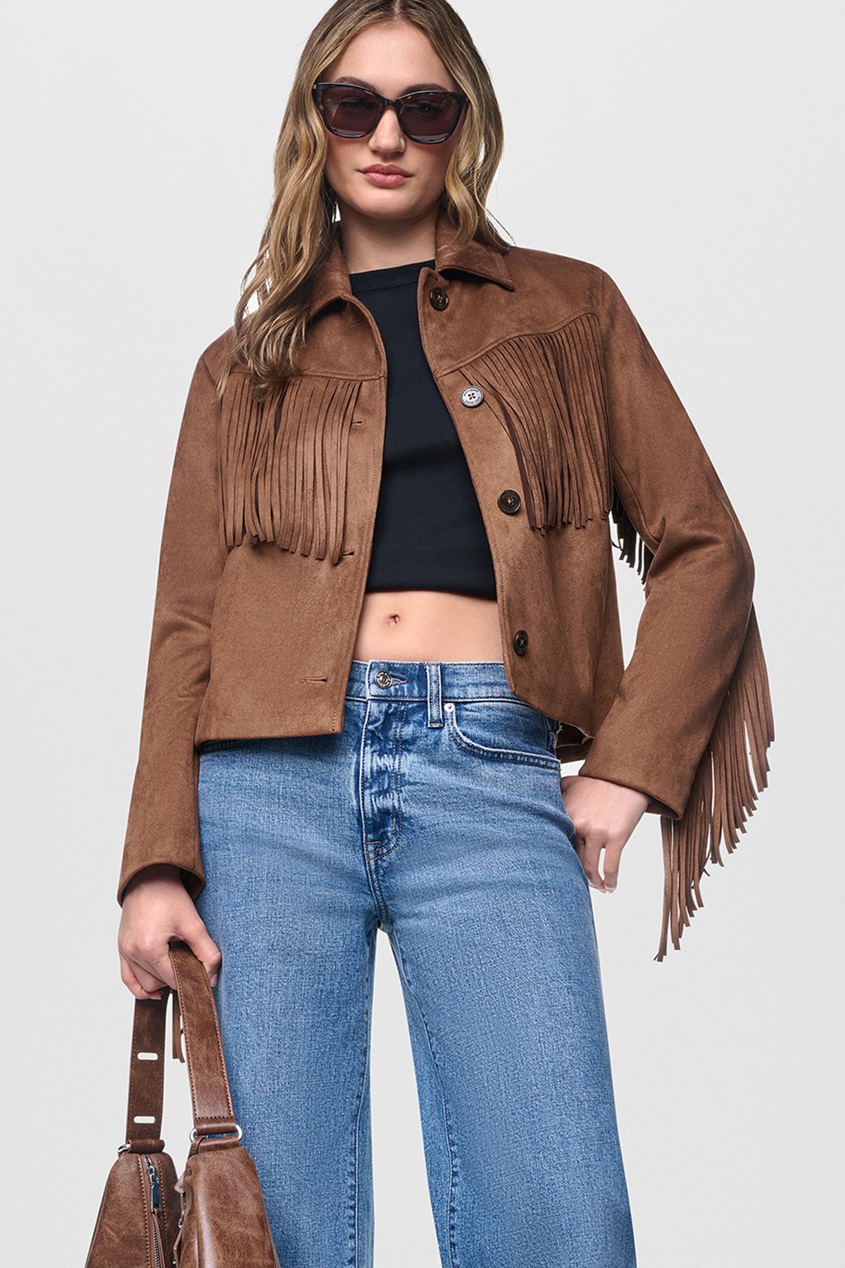 FAUX SUEDE FRINGE JACKET VIEW 1