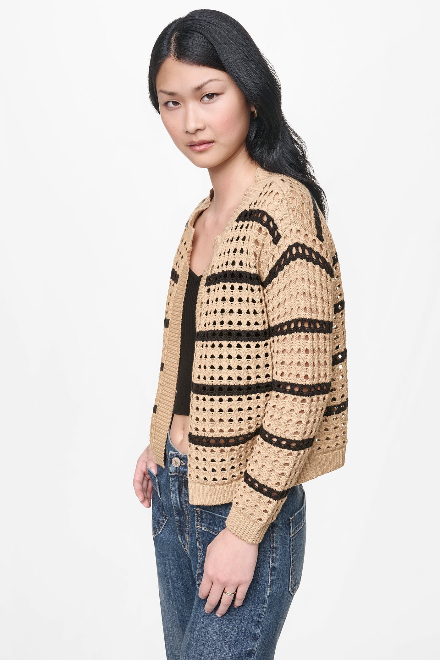 OPEN STITCH STRIPE CARDIGAN VIEW 4 | WOMEN'S SWEATERS & TOPS